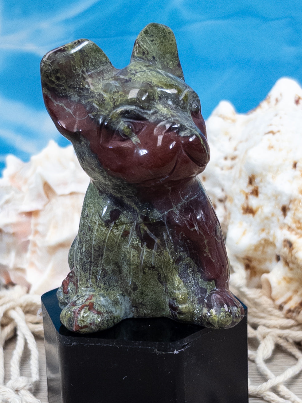 Dragon Bloodstone French Bulldog Carving