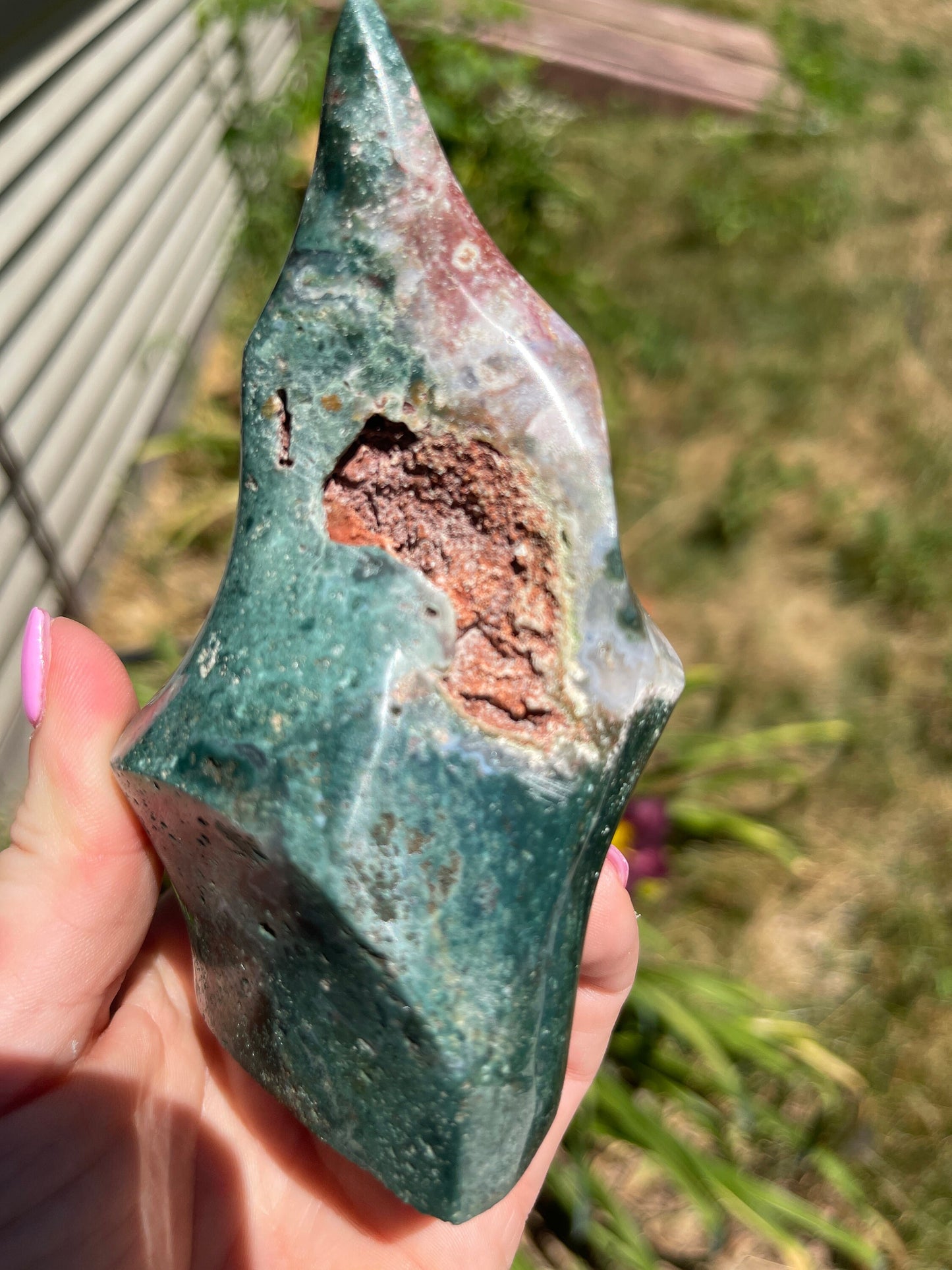 Ocean Jasper Flame with Natural Raw Patches