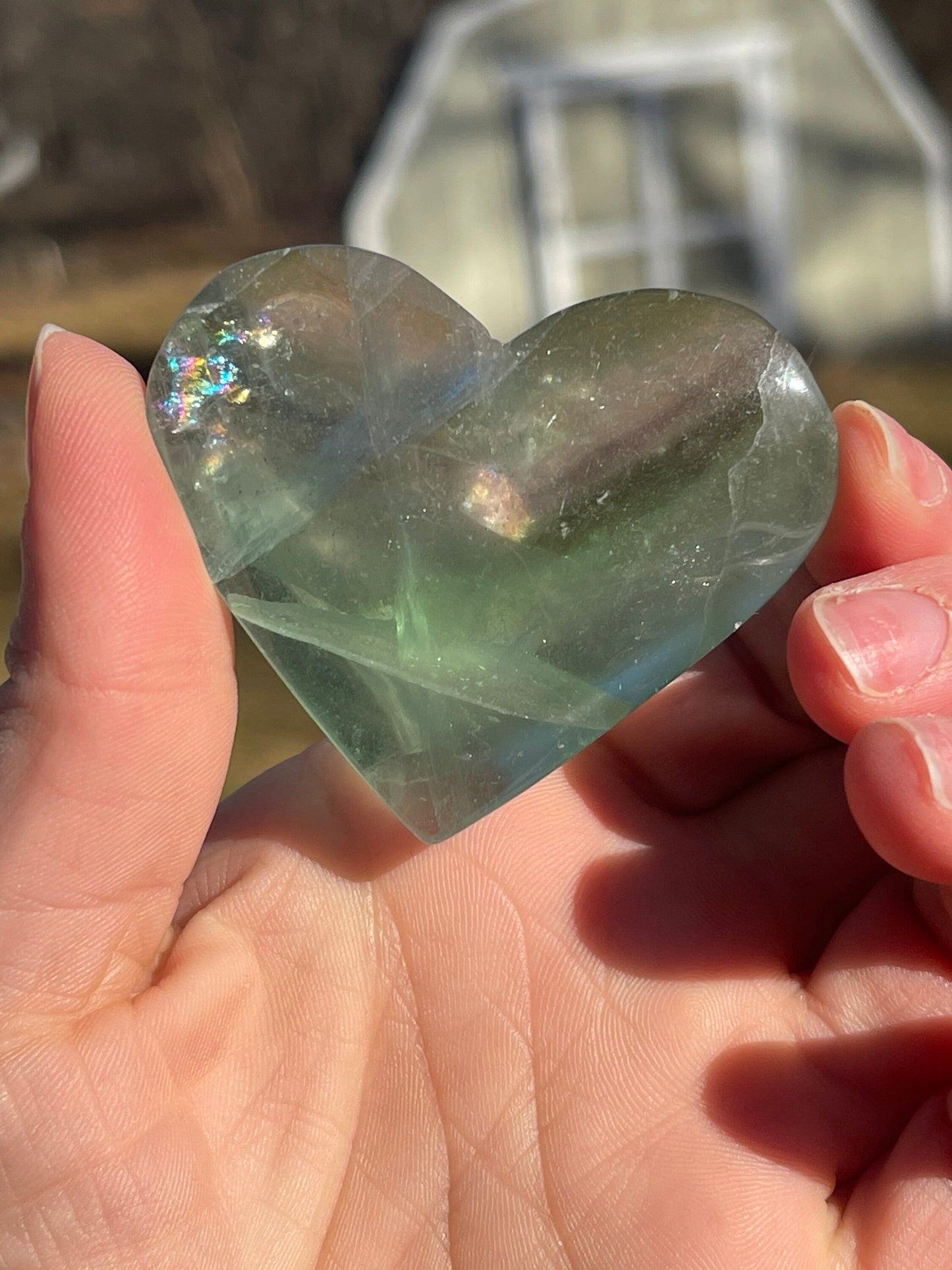Mint Green Fluorite Crystal Heart
