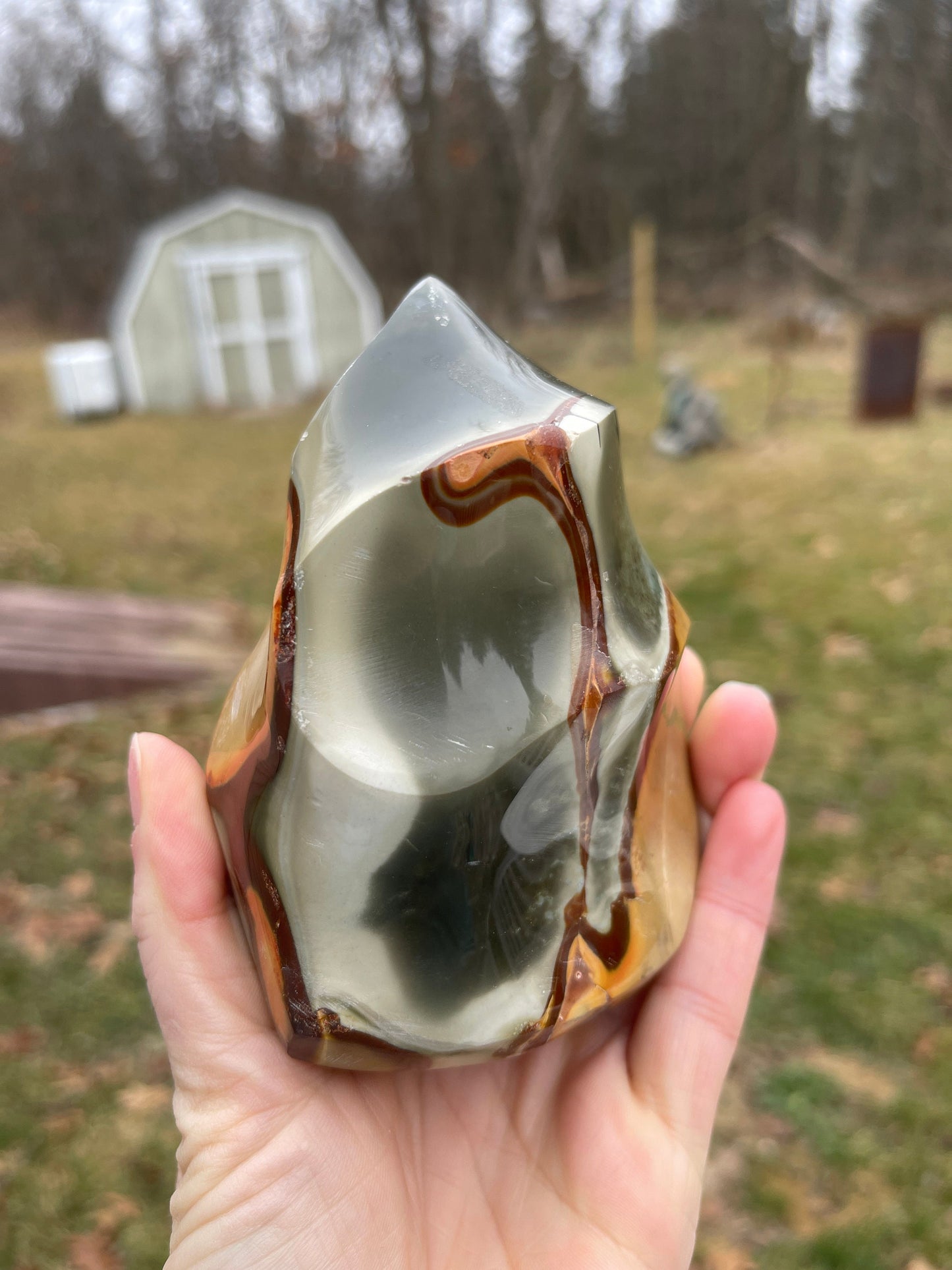 Polychrome Jasper Flame Carving