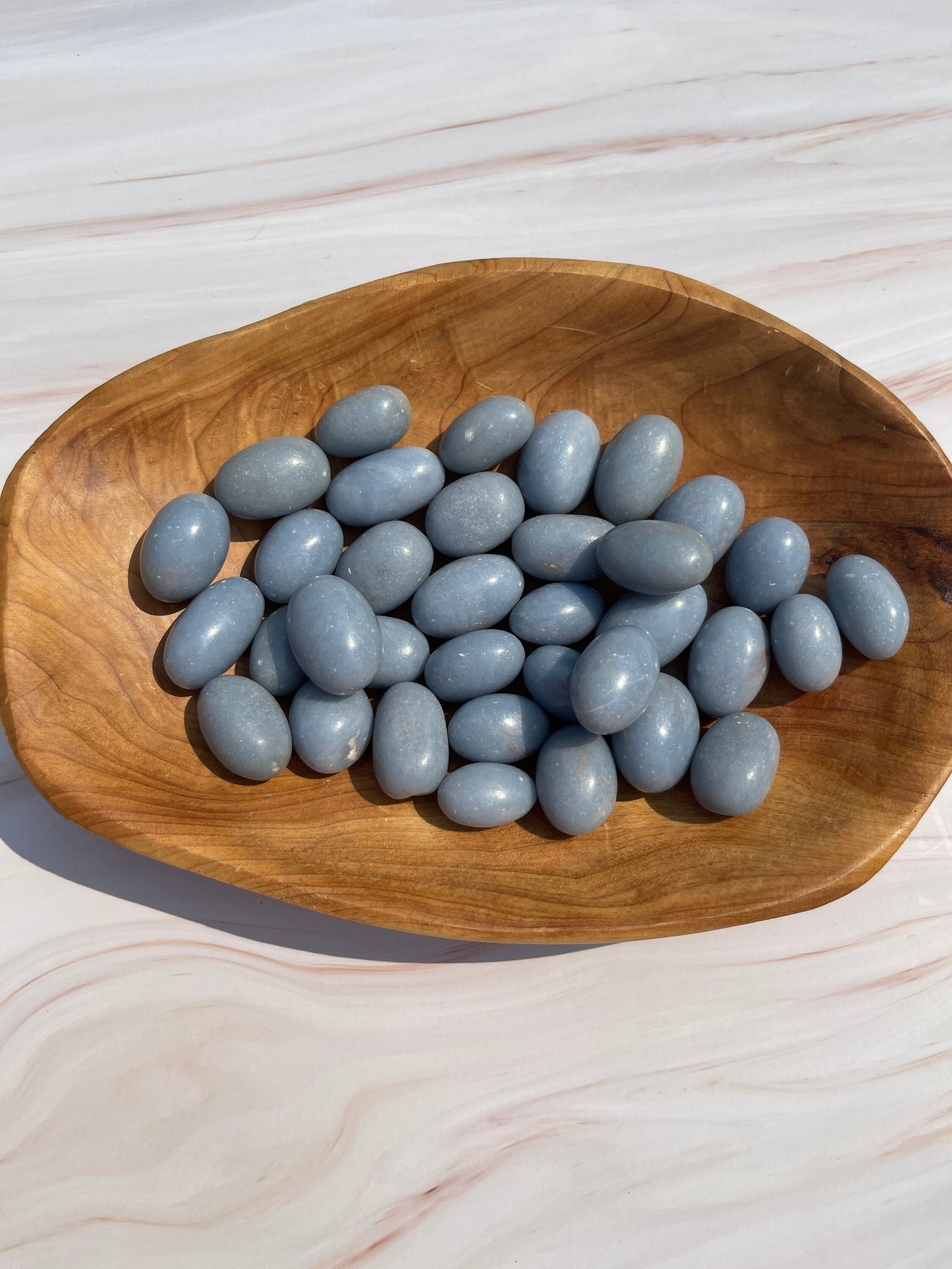Angelite Tumbled Stone: Calming Meditation Crystal, Pocket Stone