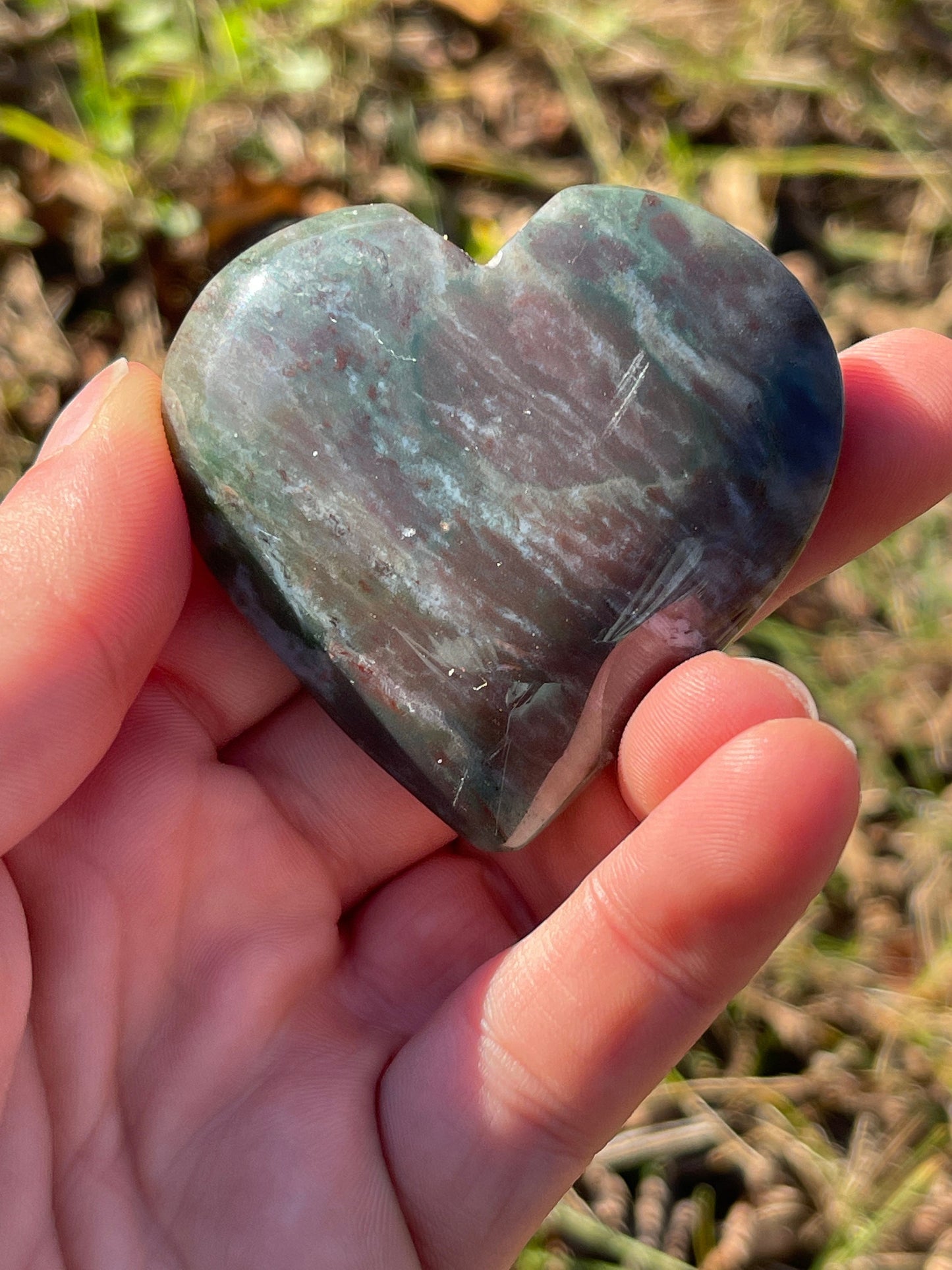 1 Ocean Jasper Heart Palm Stone