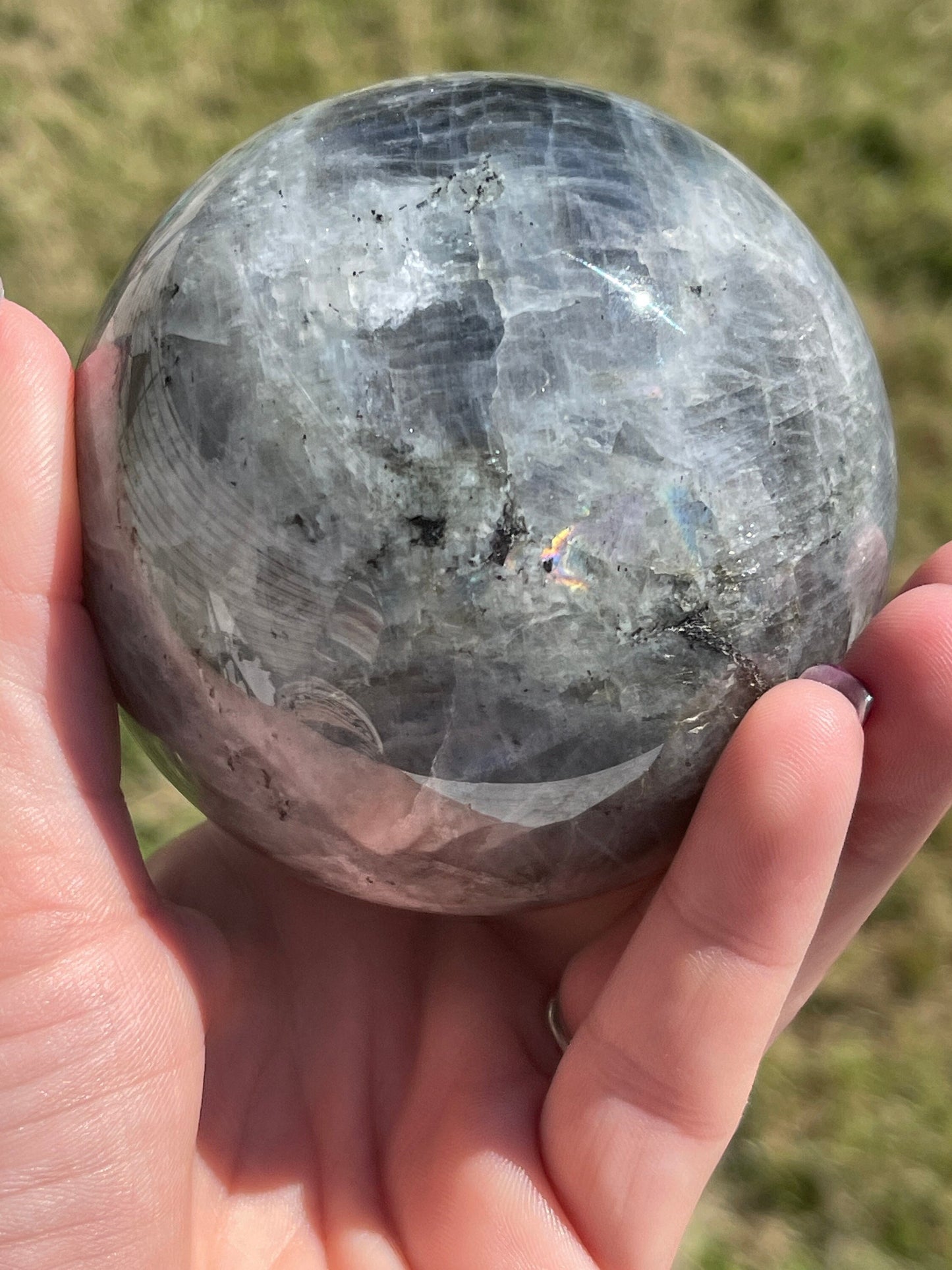 Labradorite Sphere with Purple Flash