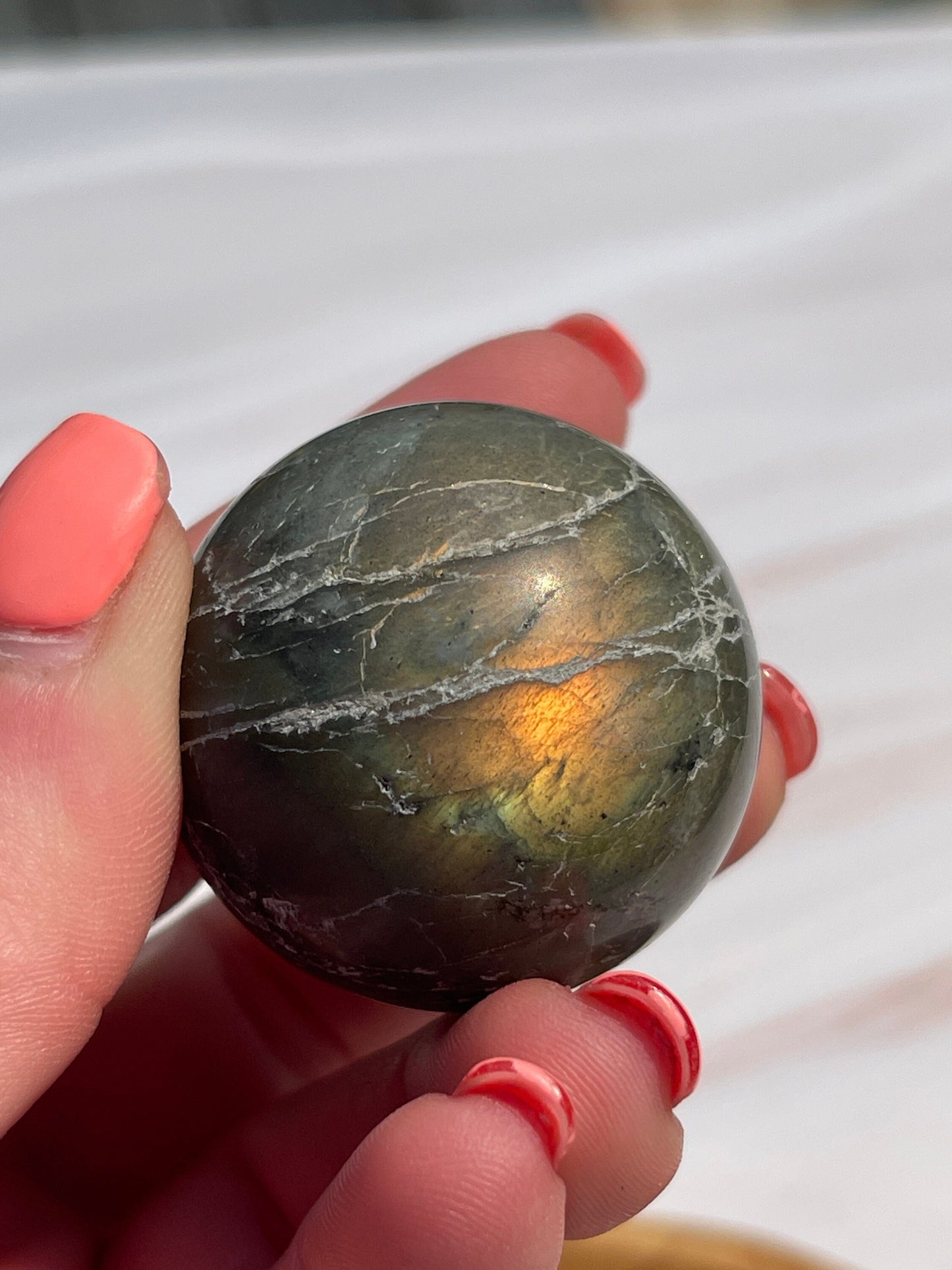 Small Labradorite Crystal Sphere: Pocket Meditation Stone