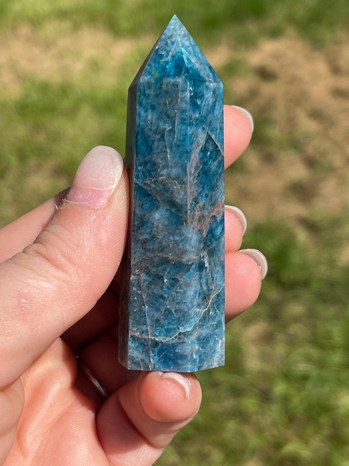 Blue Apatite Crystal Point Tower: Psychic Stone Gift