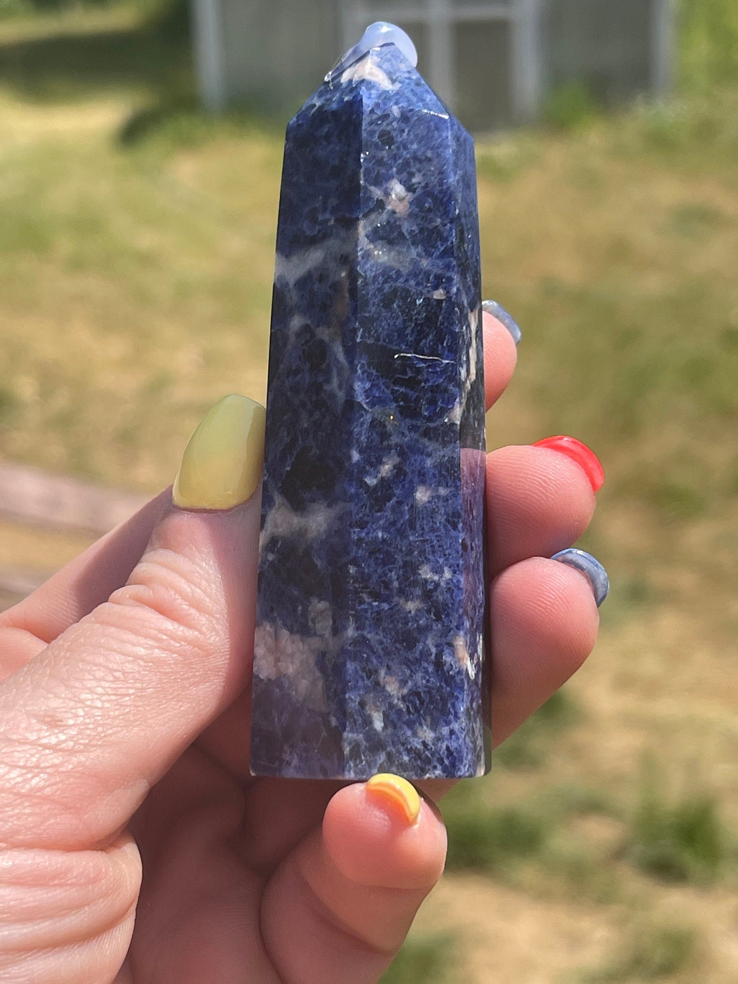 Sodalite Tower Point: Reiki Healing Crystal Obelisk