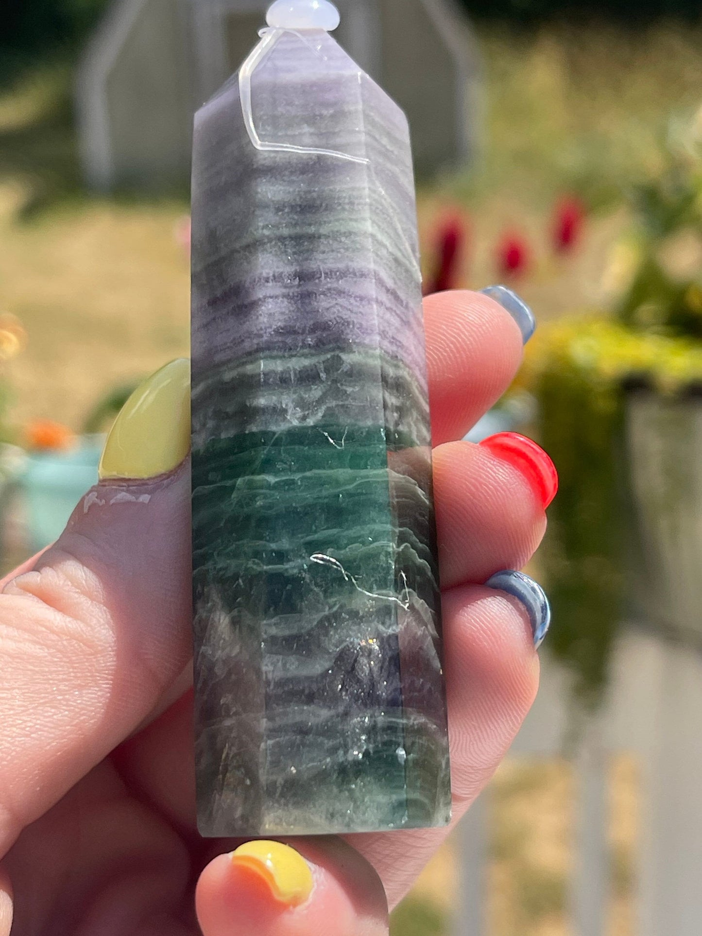 Silk Fluorite Crystal Tower