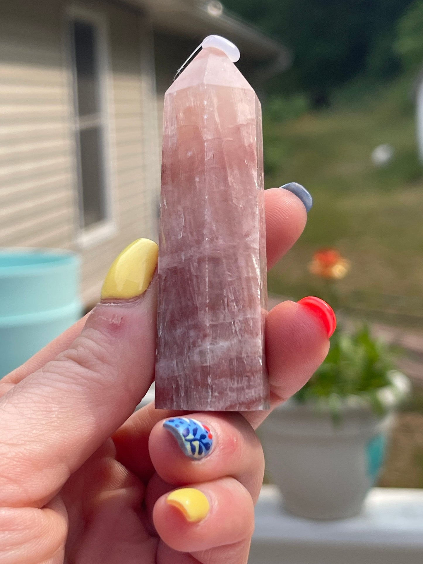Rose Calcite Tower: Self-healing