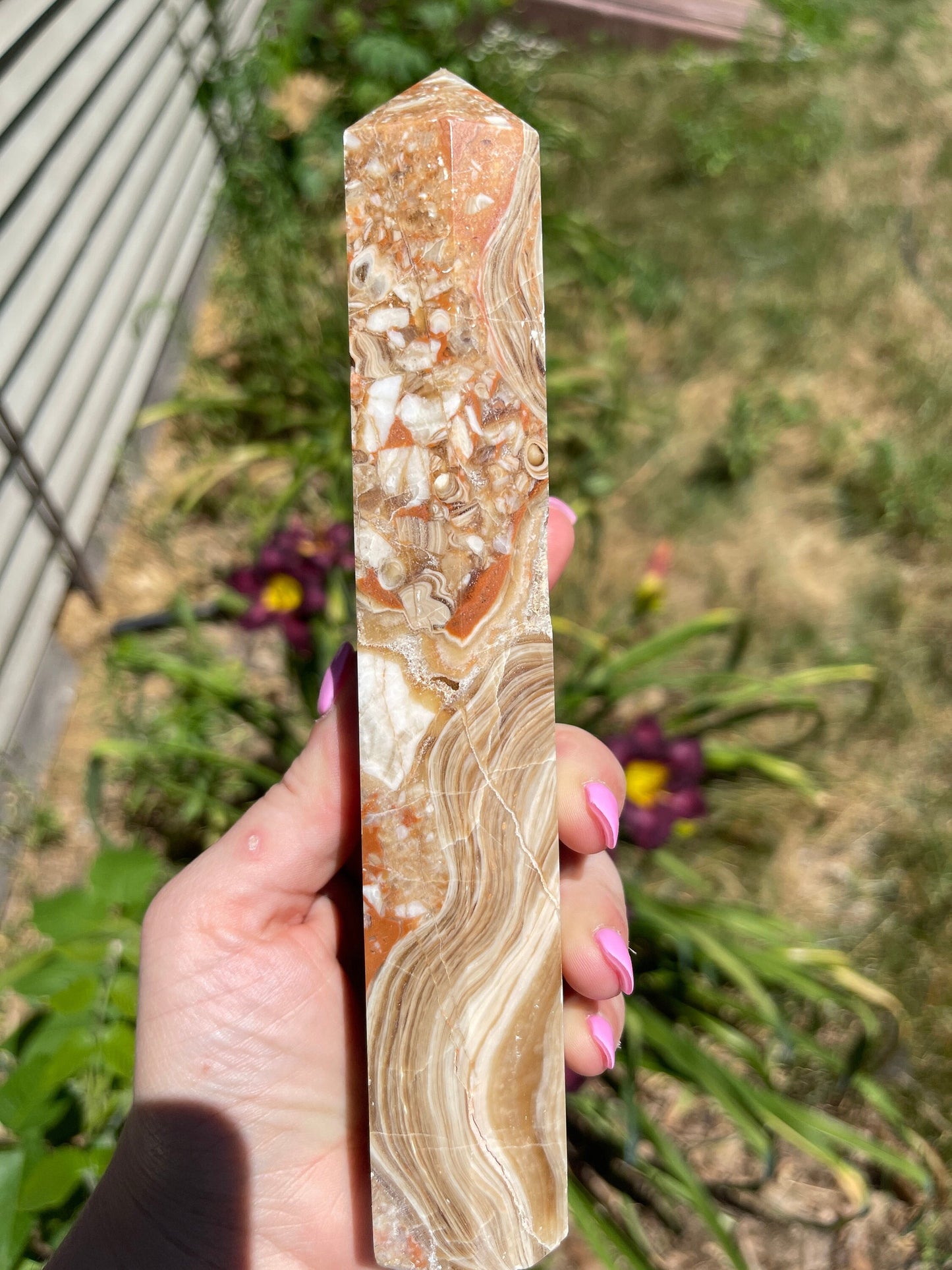 Chocolate Calcite Tower with Druzy
