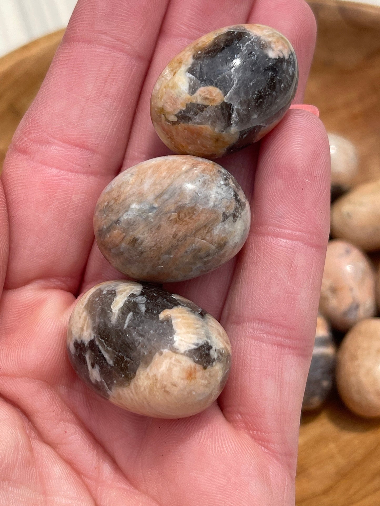 Peach Moonstone & Smoky Quartz Tumbled Stone