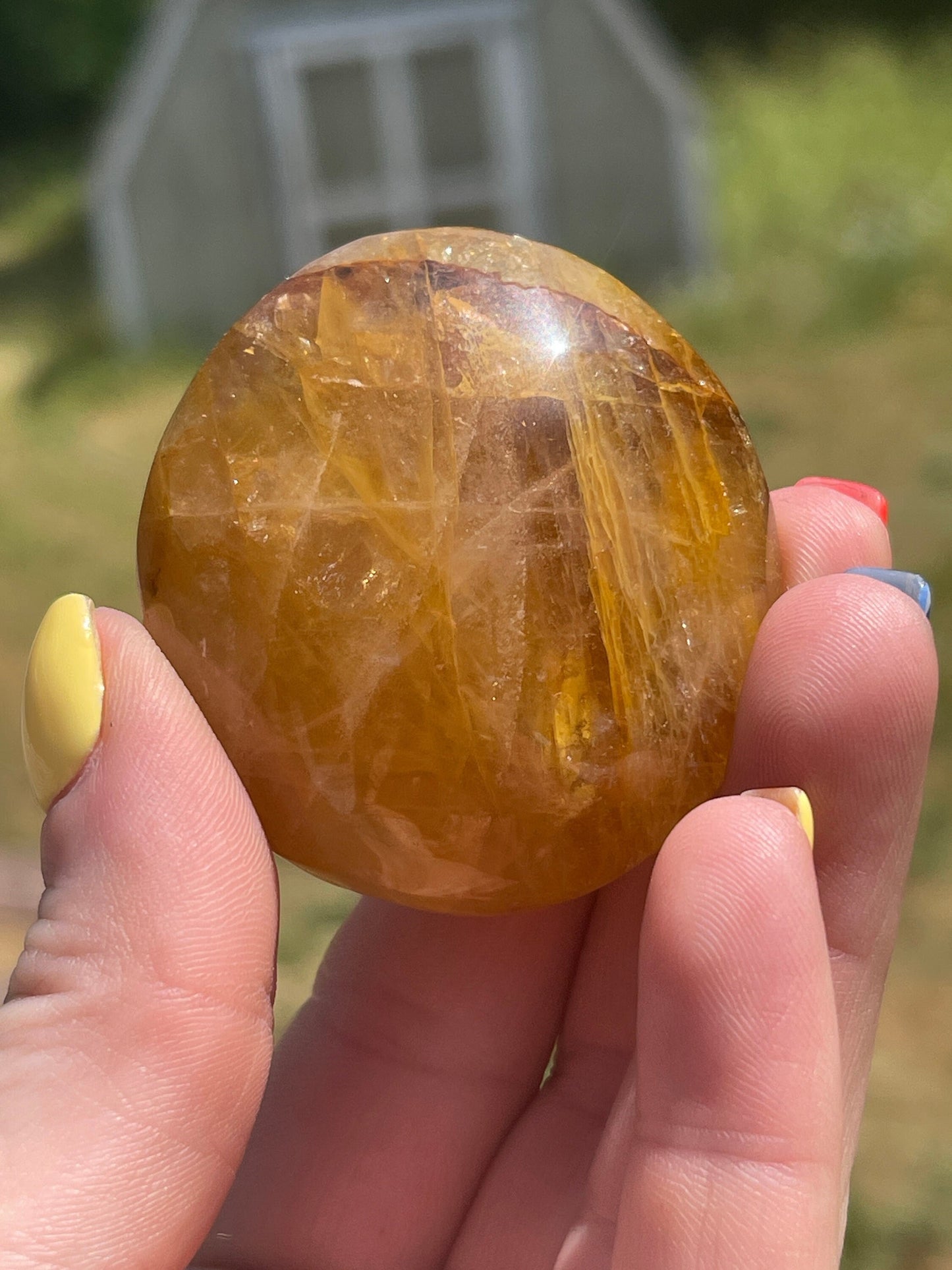 Golden Healer Quartz Palm Stone