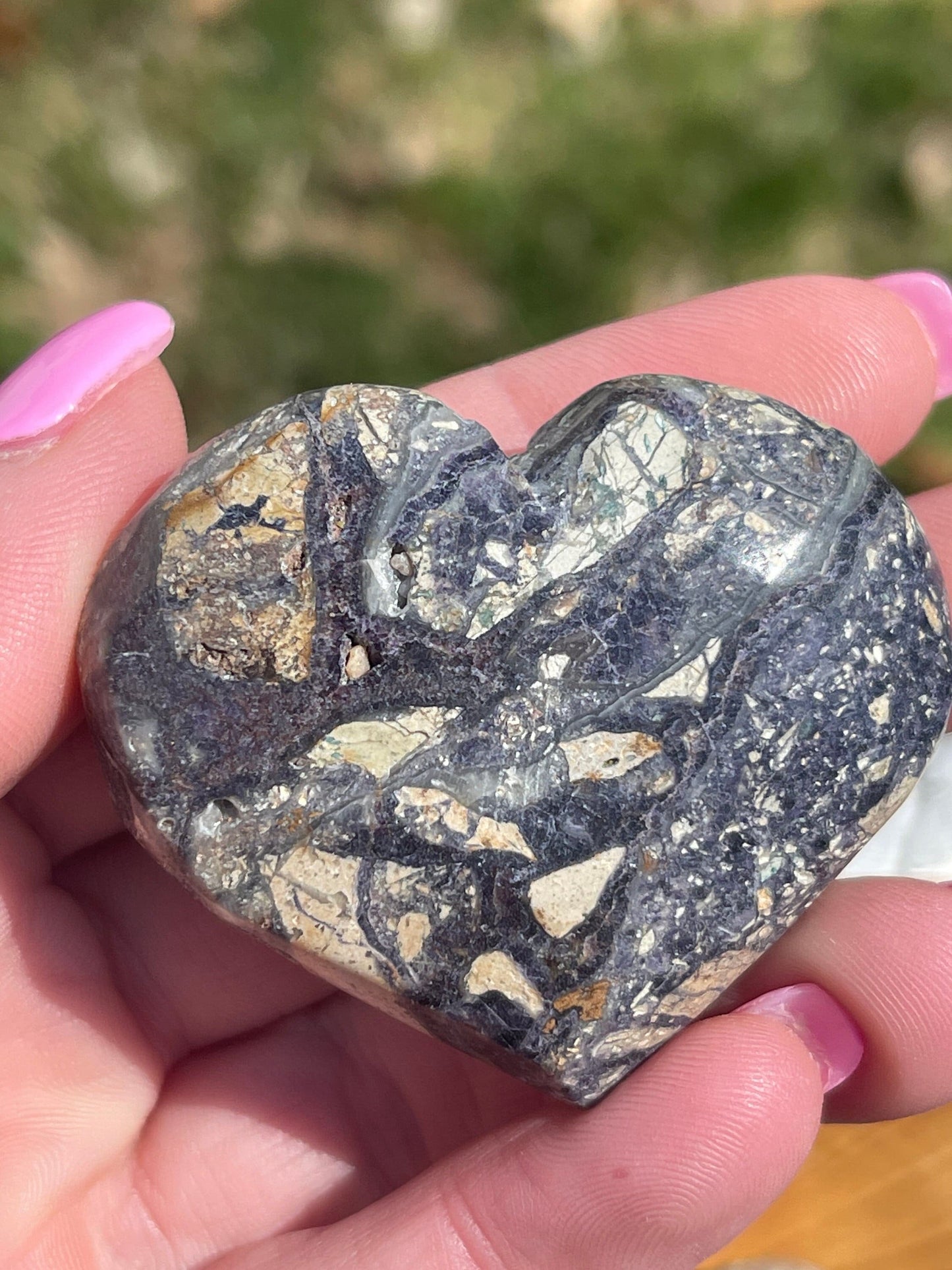 Purple Breccia Jasper Heart Carving: Grounding Meditation Crystal