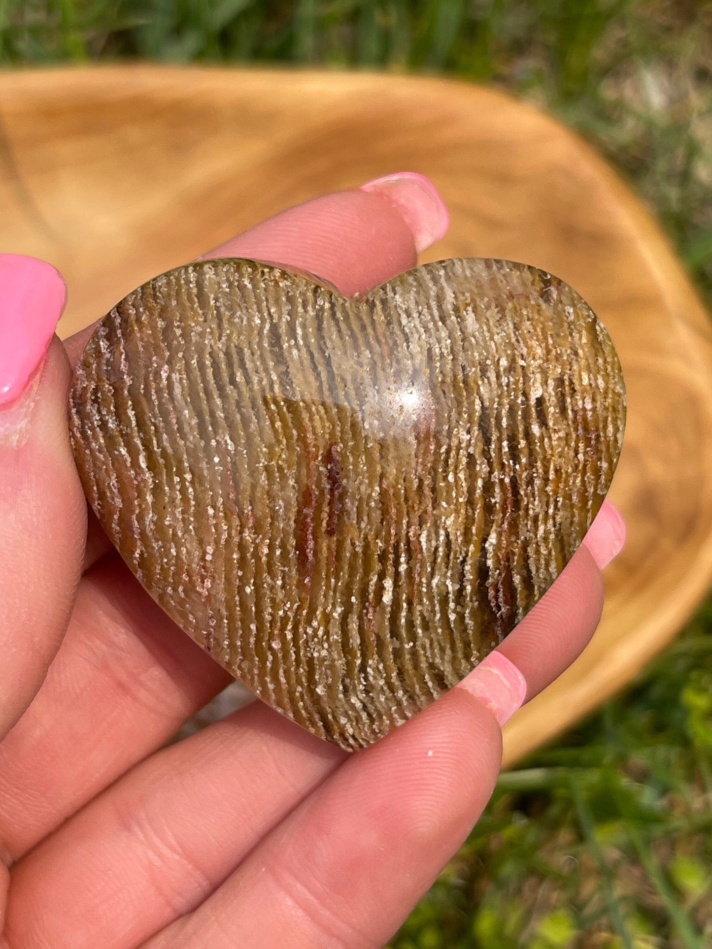 Lodolite Heart Palm Stone: Thousand Layer Garden Quartz Crystal