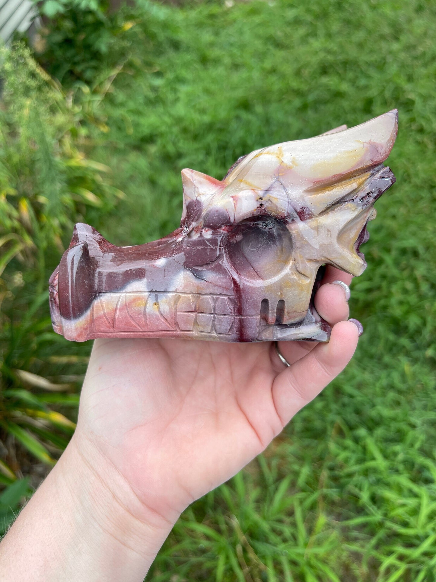 Heavy Mookaite Dragon Head Carving