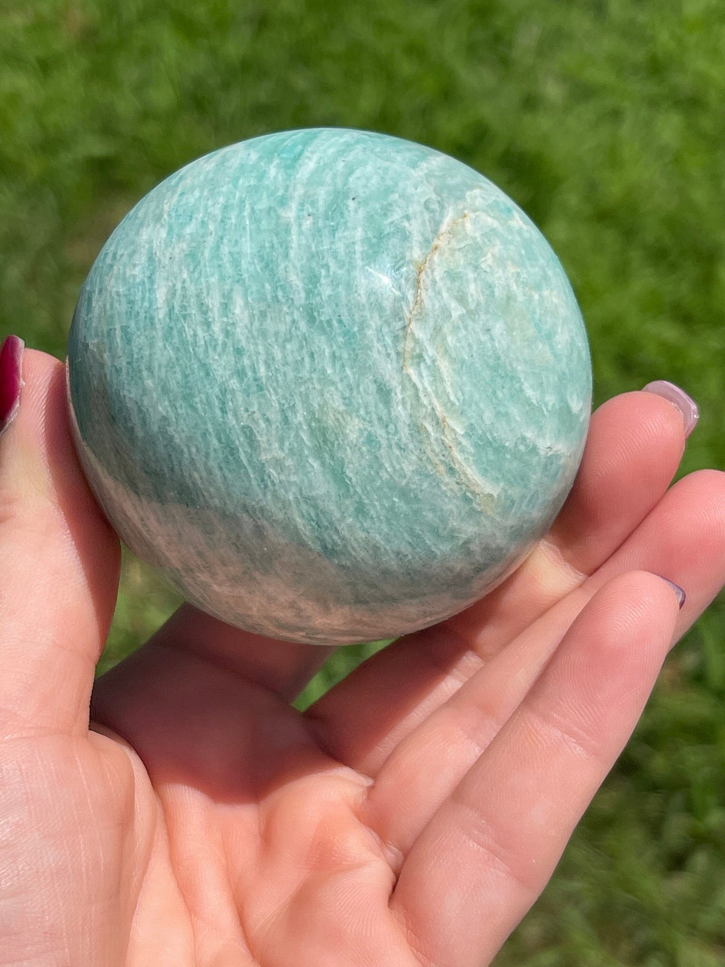 Amazonite Sphere: Green Microcline Feldspar Crystal