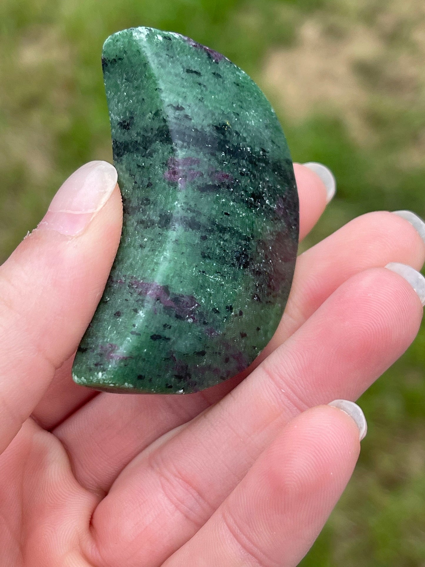 Ruby zoisite moon carving uv reactive