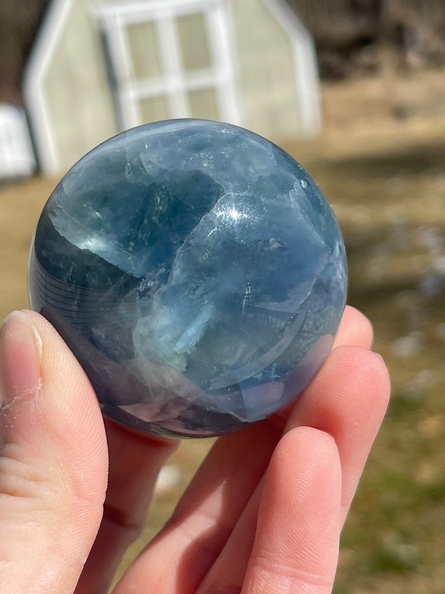 Blue Fluorite Crystal Sphere