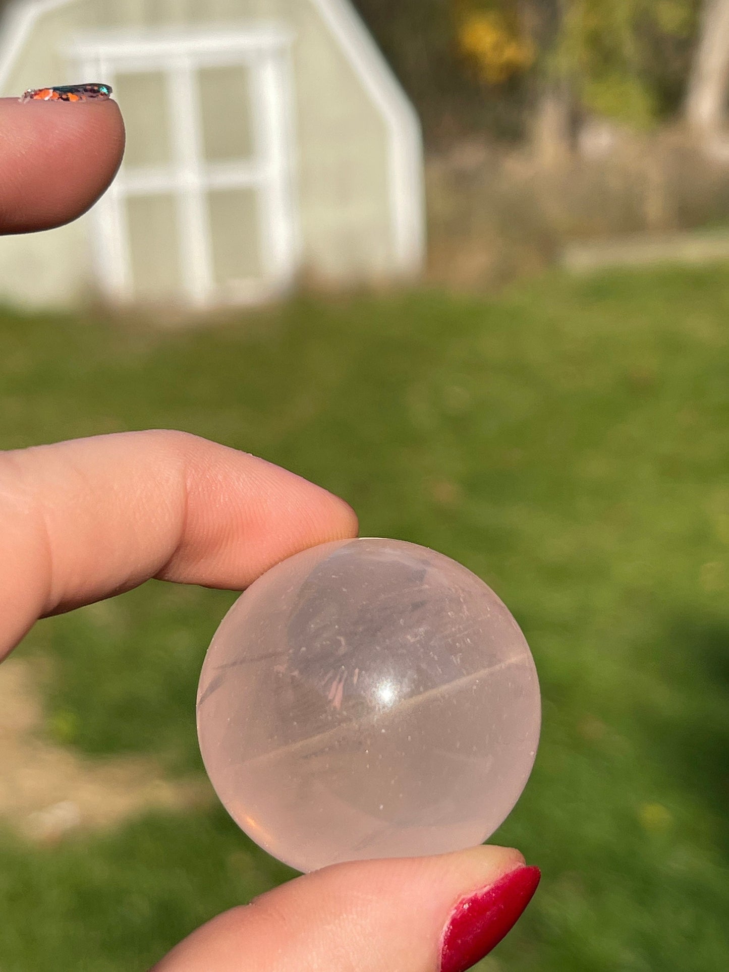 Small Rose Quartz Sphere with Star Flash