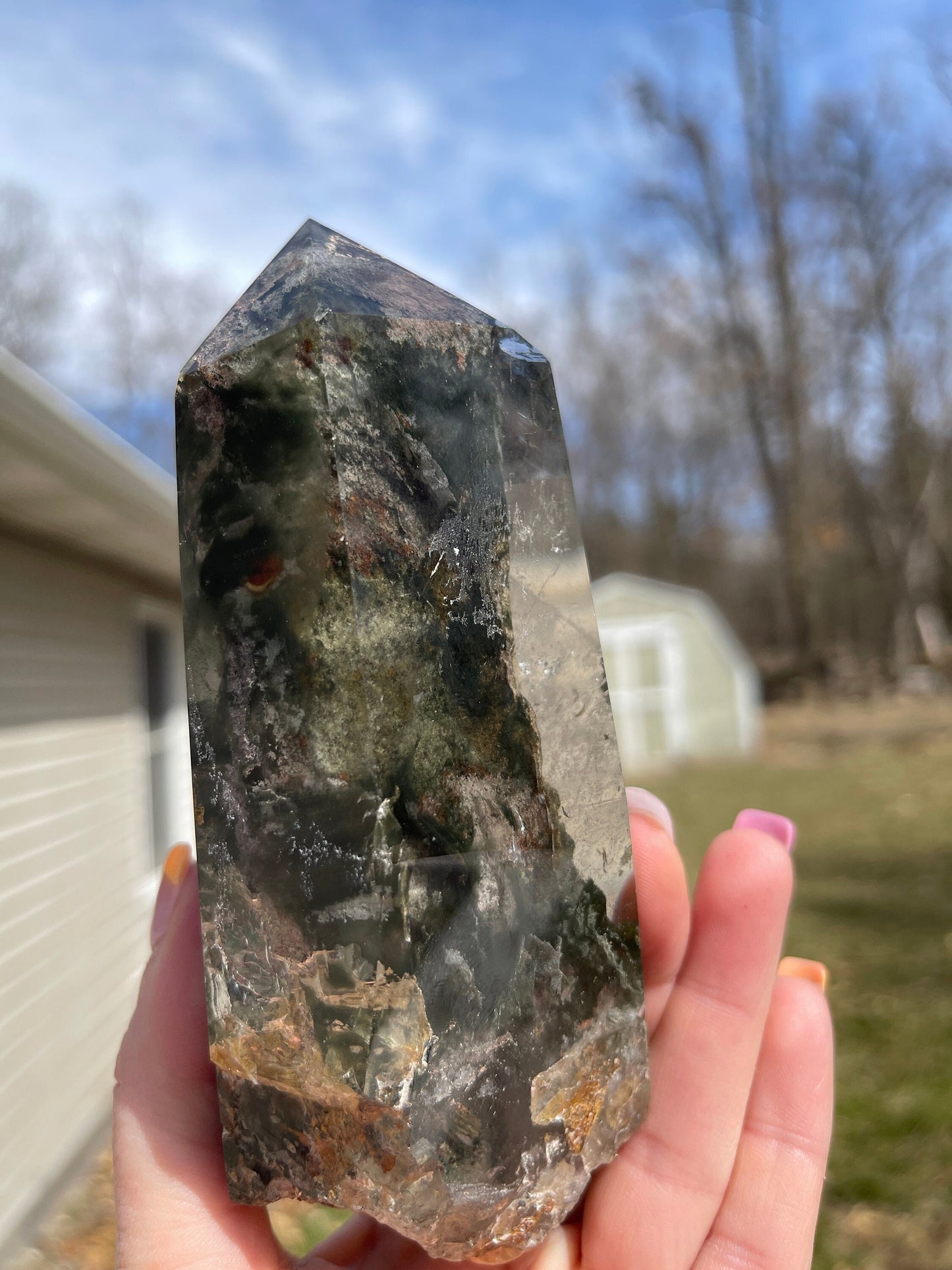 Lodolite Crystal Tower with Stand