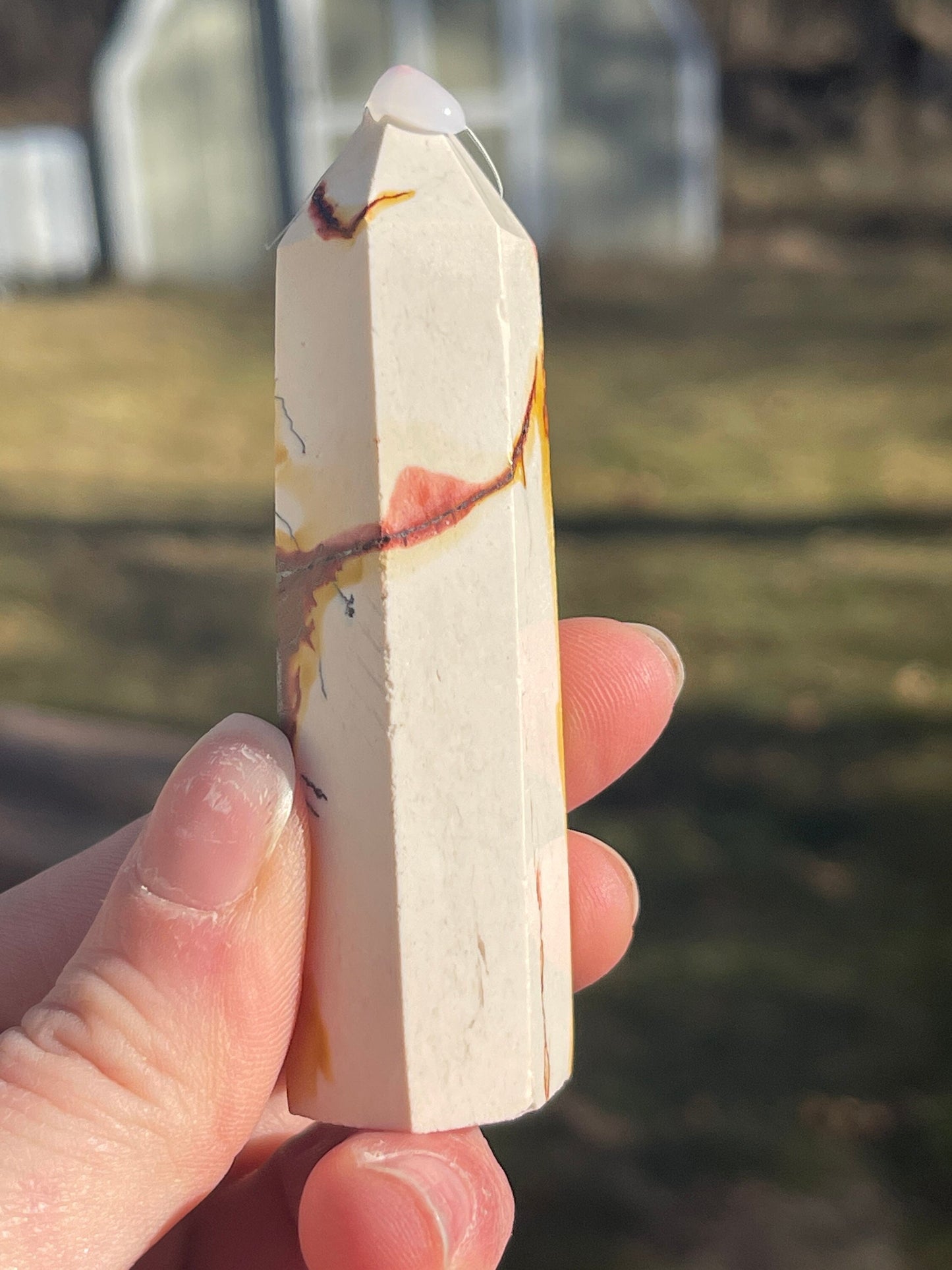 Mookaite Jasper Crystal Tower: Meditation Stone Carving