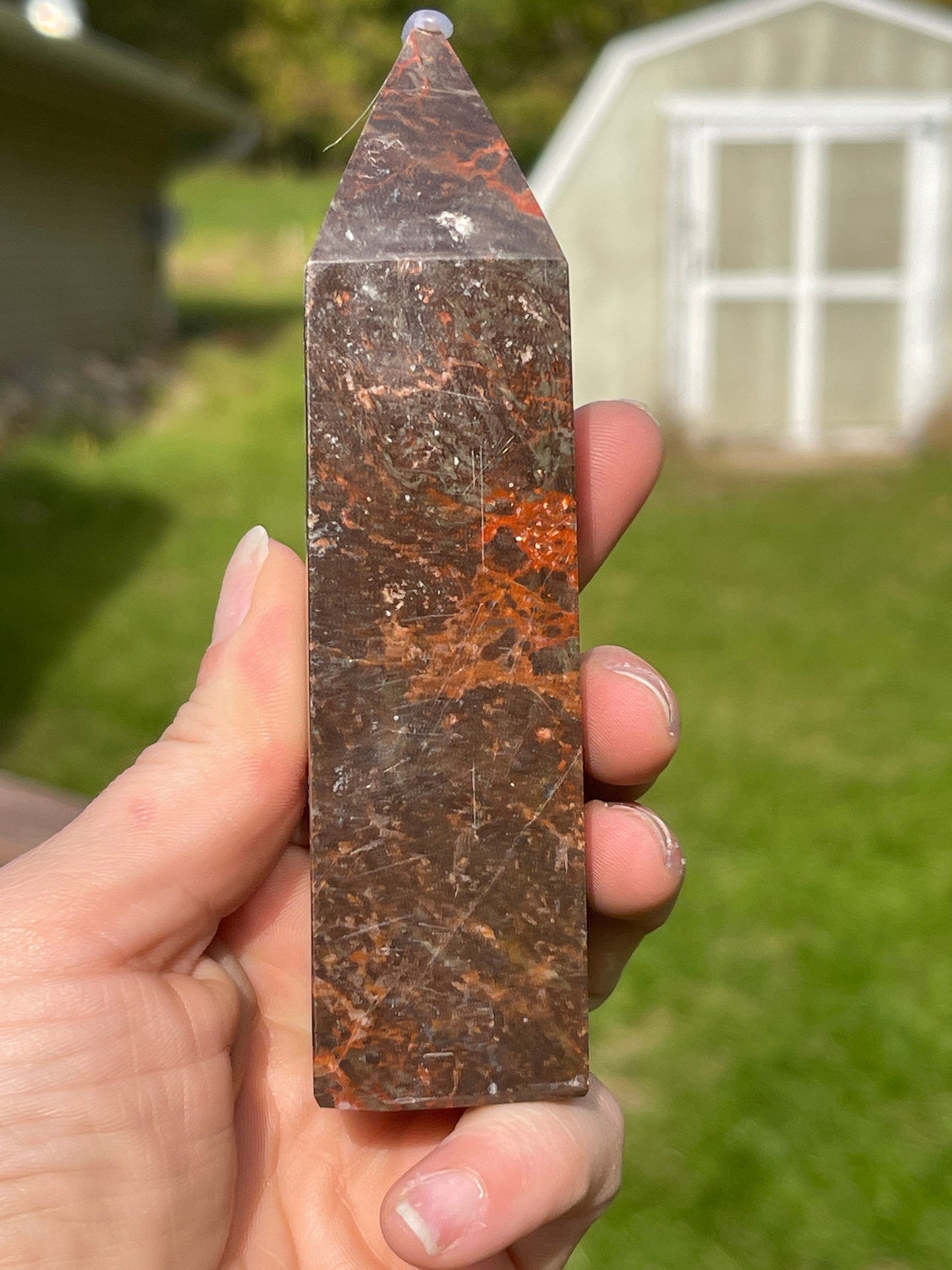 Money Agate Crystal Tower: Indonesian Bloodstone Healing