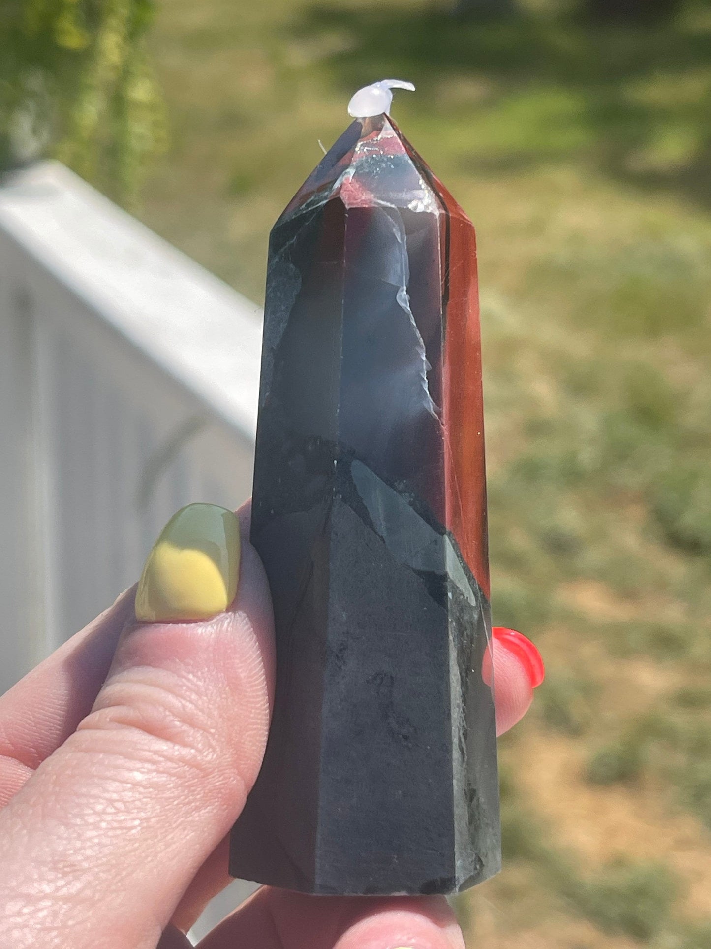 African Bloodstone Tower with Pyrite Inclusions