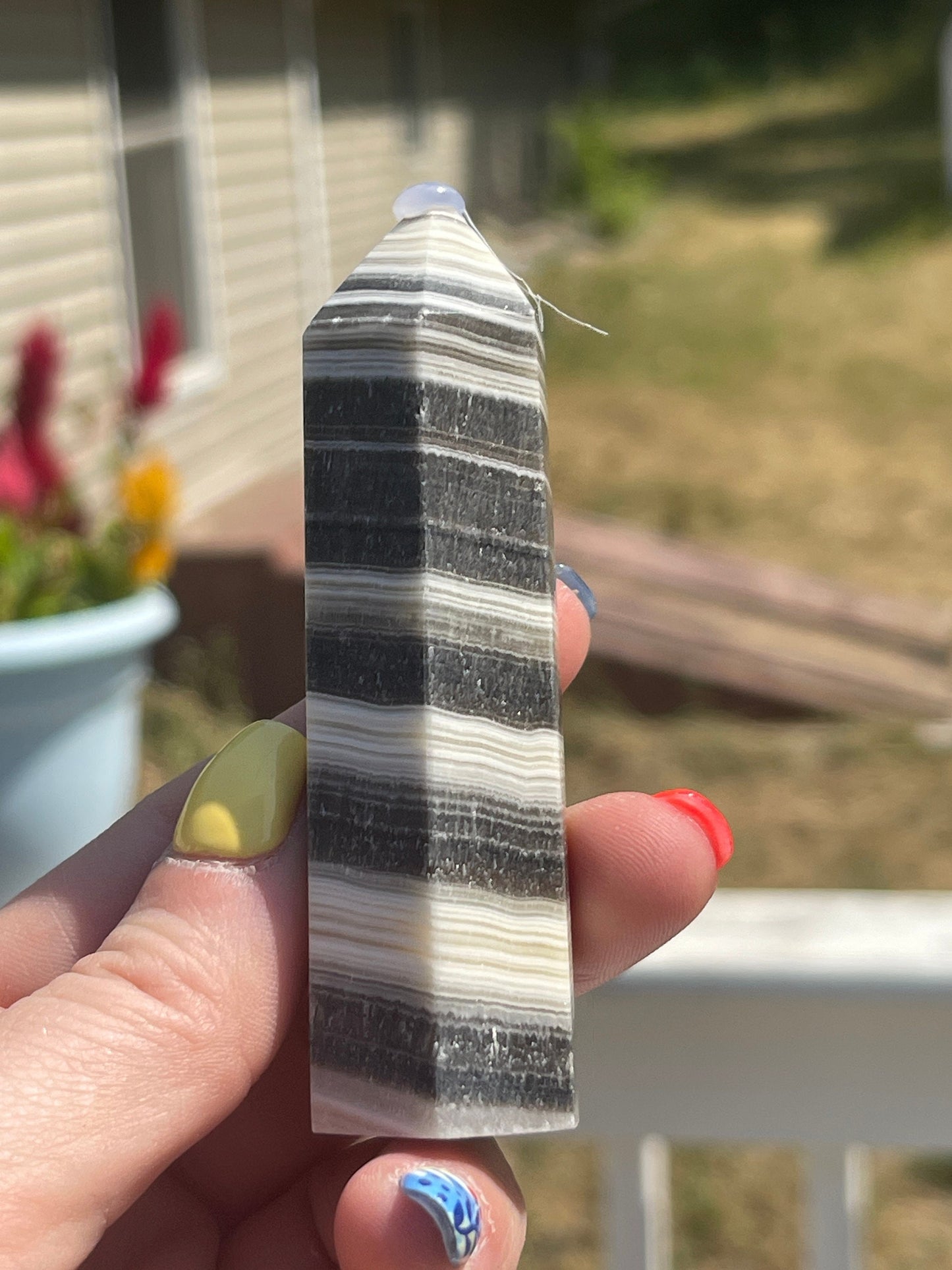 Zebra Calcite Tower: Stone of Motivation, Chakra Healing