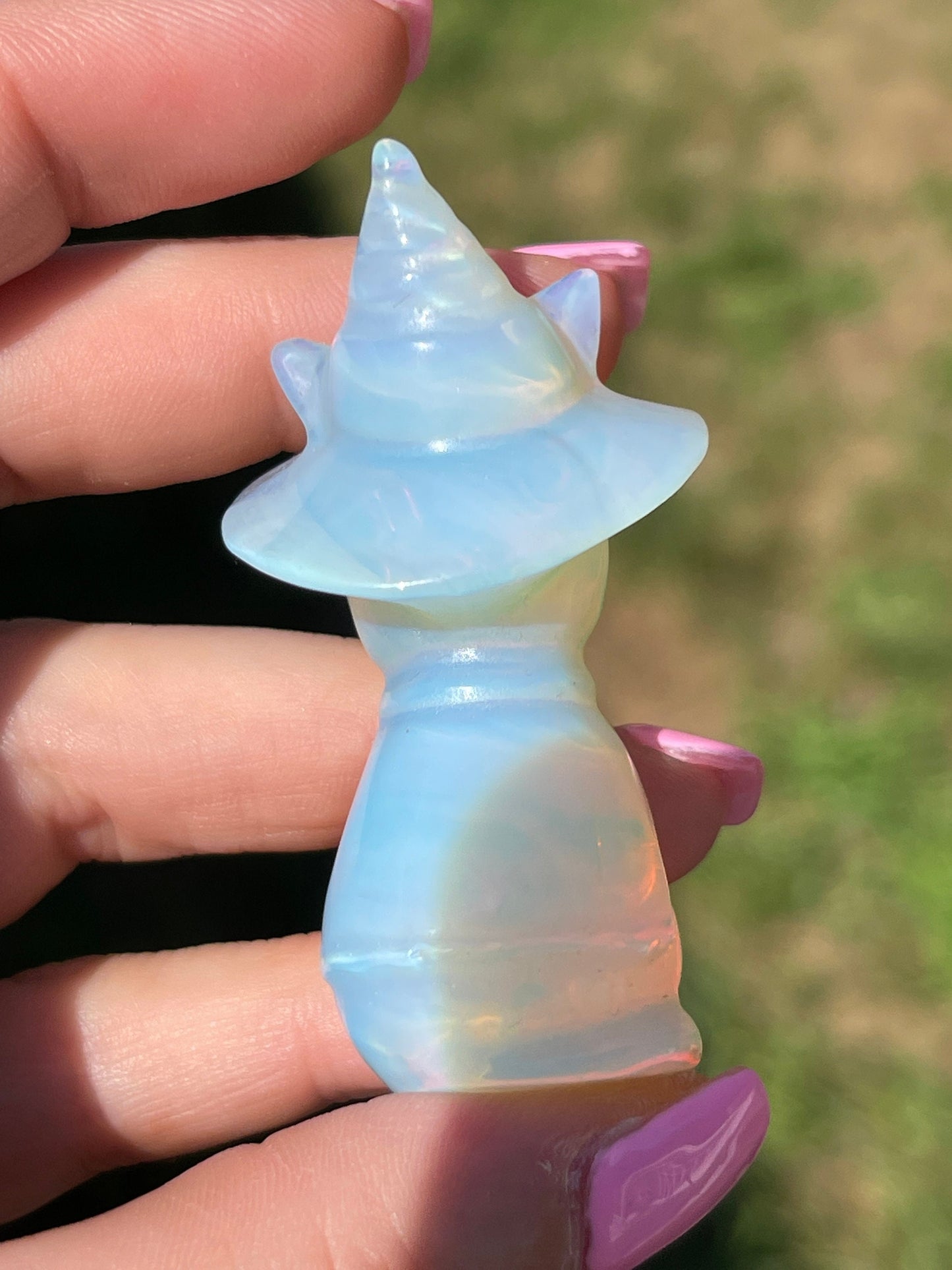 Opalite halloween cat carving