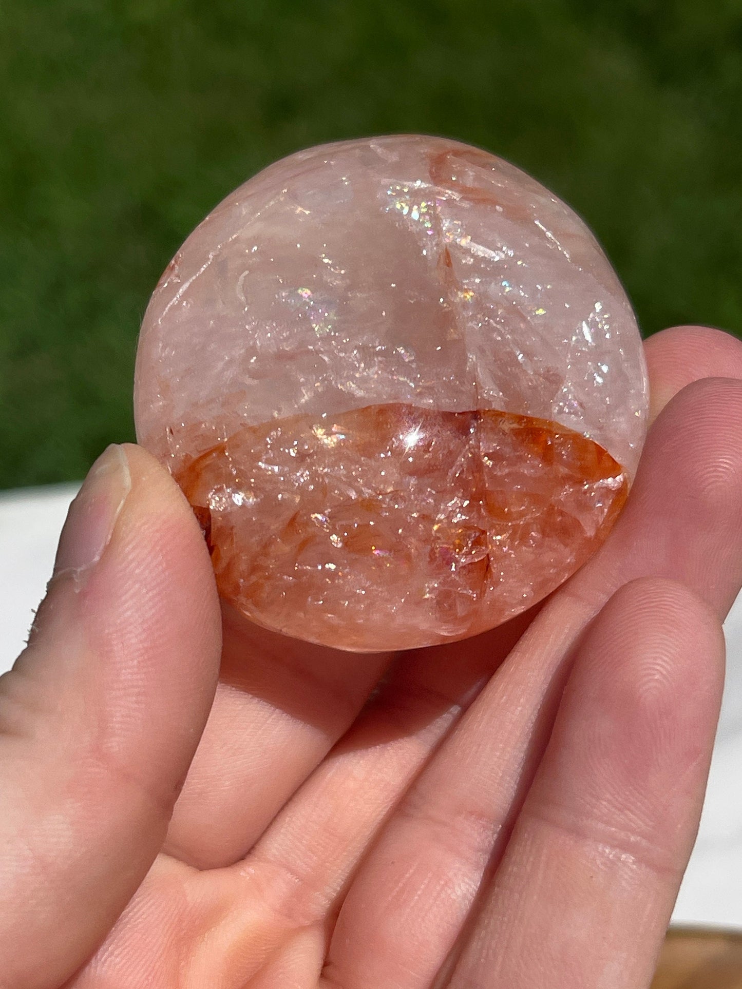 1 Fire Quartz Palm Stone