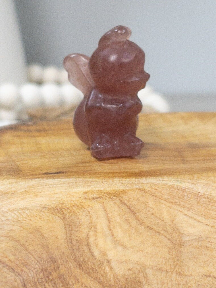 Strawberry Quartz Bee Carving