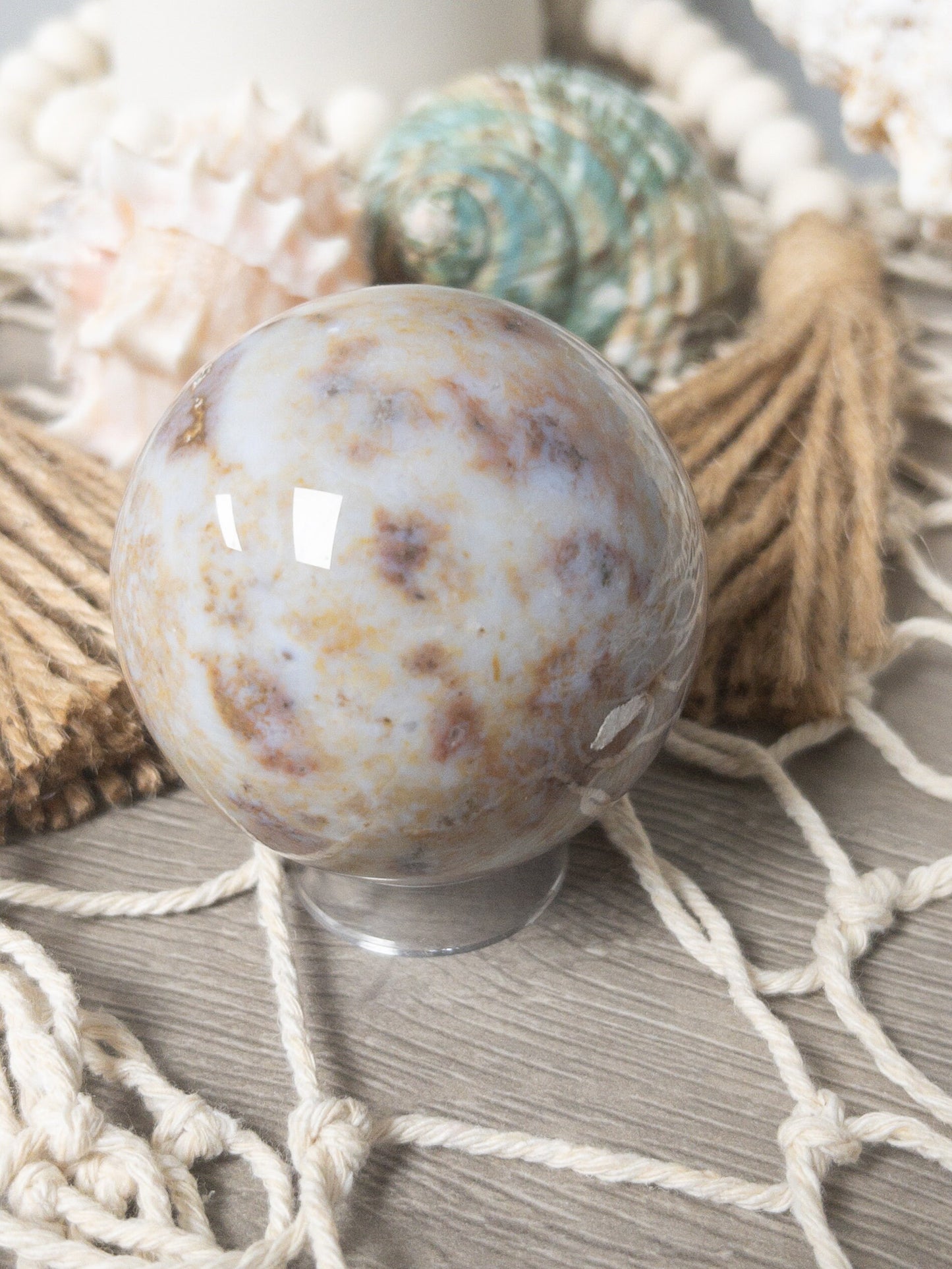 Ocean Jasper Crystal Sphere: Meditation Stone, Chakra Healing
