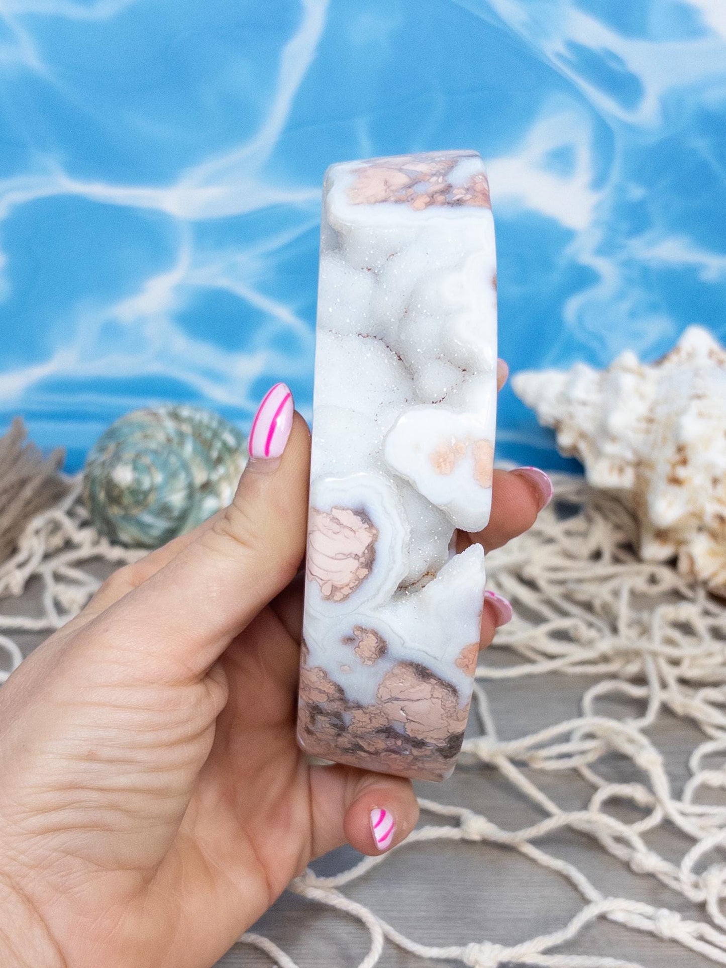 Cotton Candy Agate Moon Bowl Carving