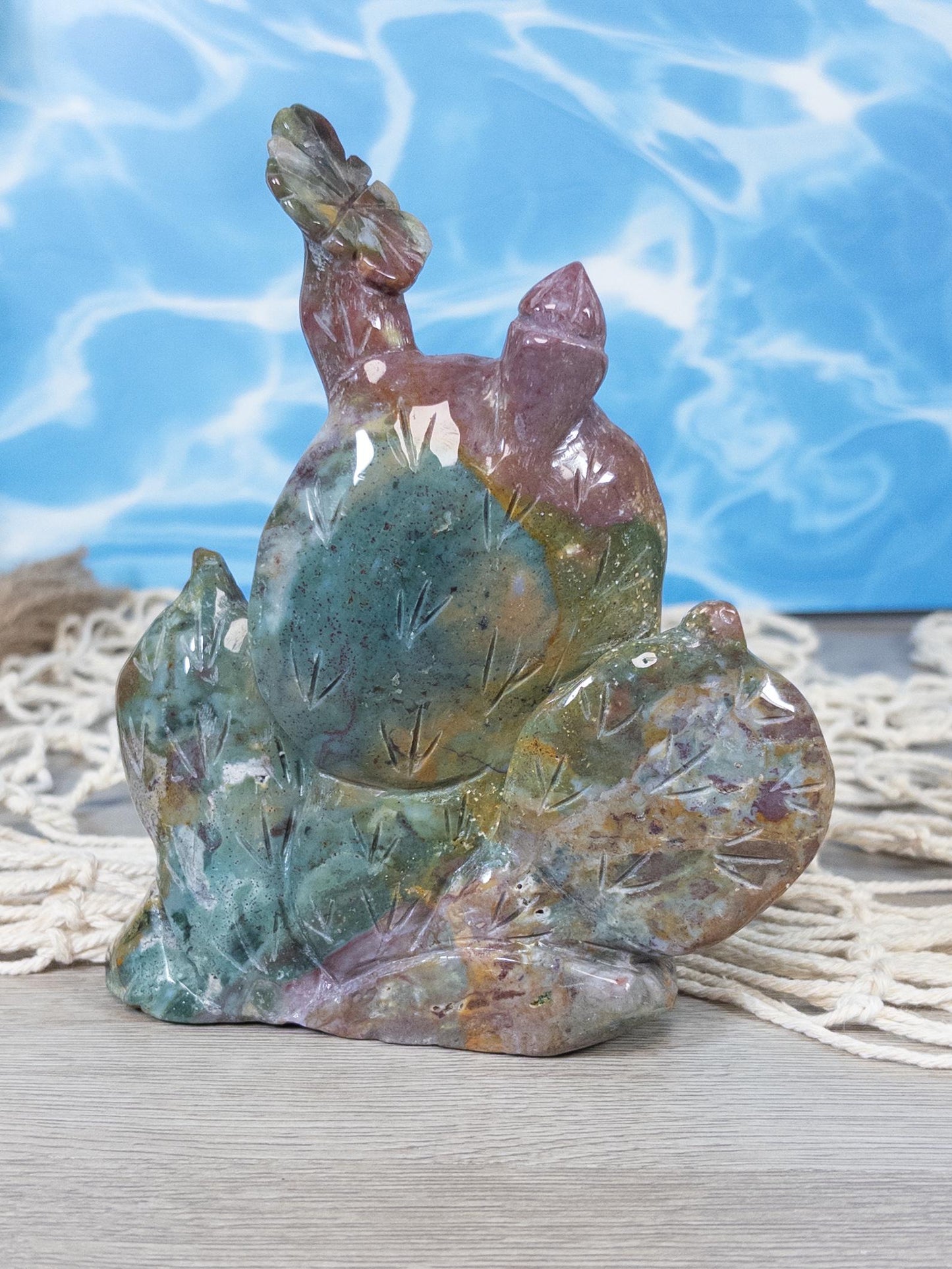 Ocean Jasper Cactus Carving
