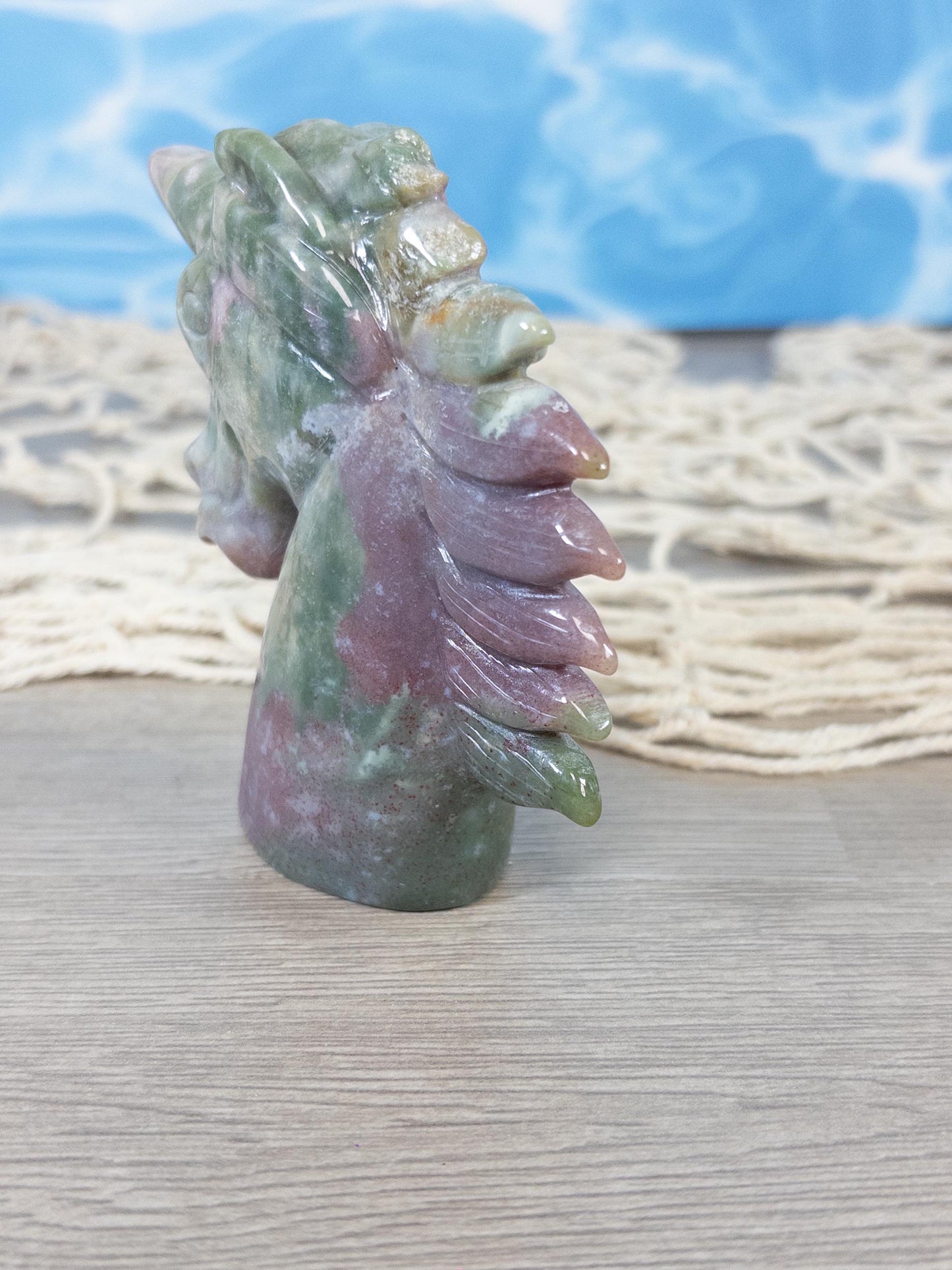 Ocean Jasper Unicorn Crystal Carving