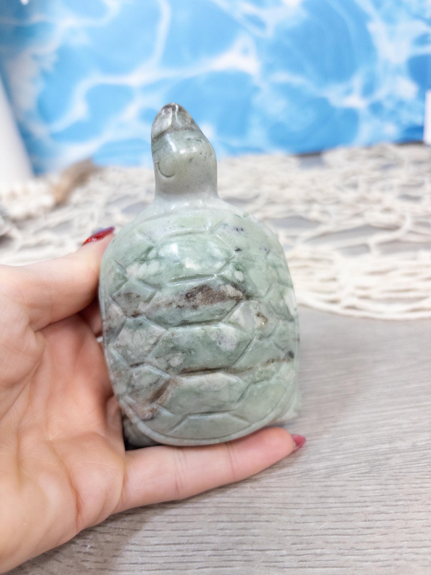 Green Jade Turtle Carving