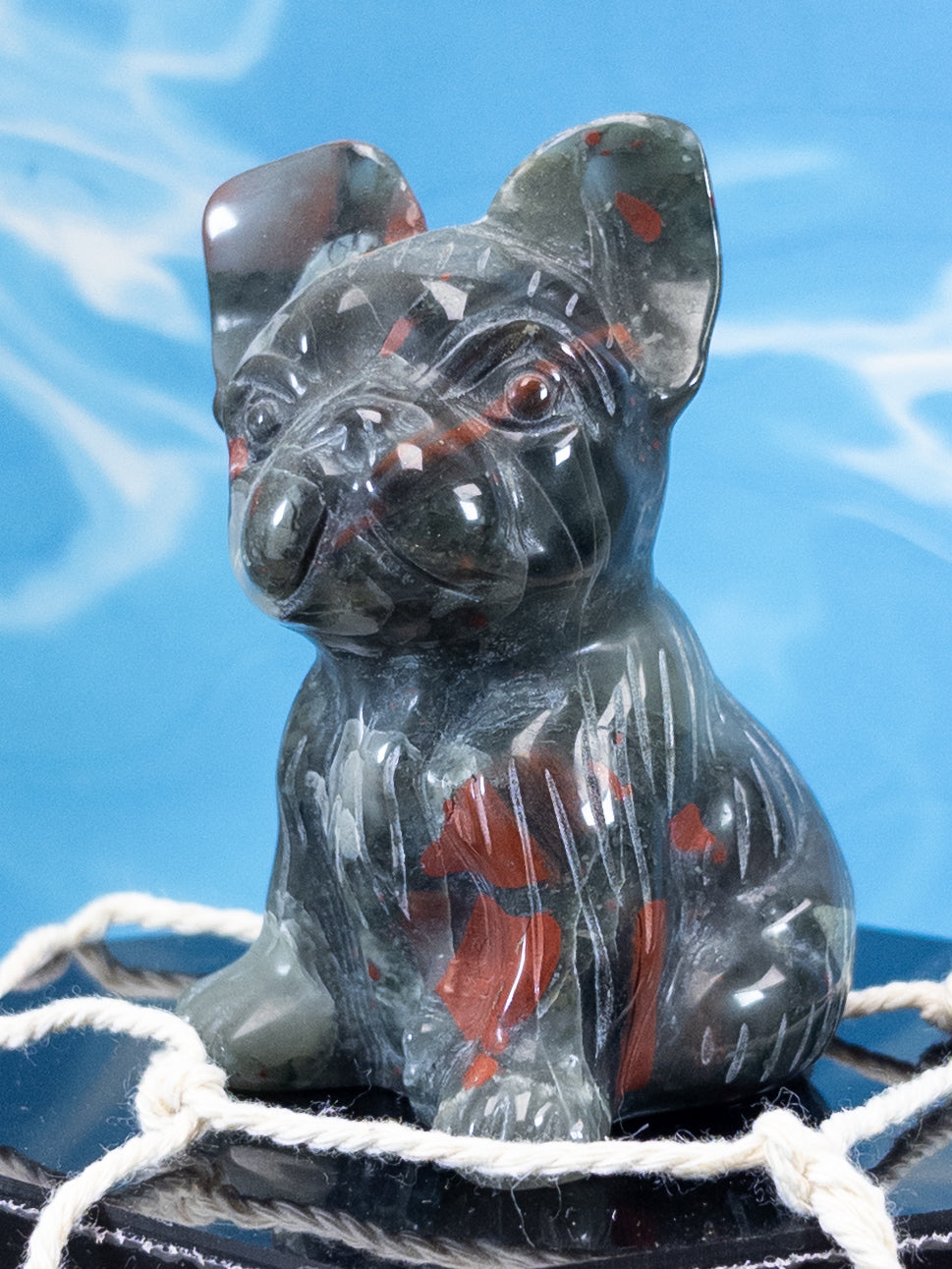 Bloodstone French Bulldog Carving