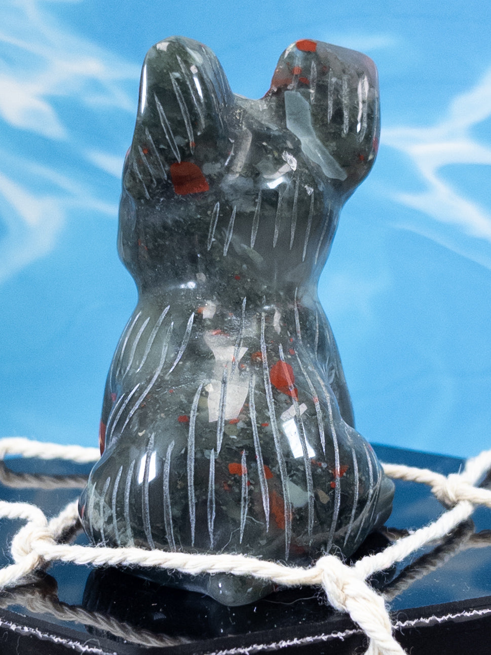 Bloodstone French Bulldog Carving