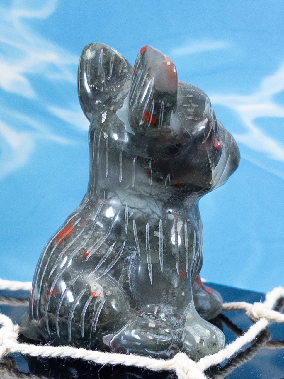 Bloodstone French Bulldog Carving