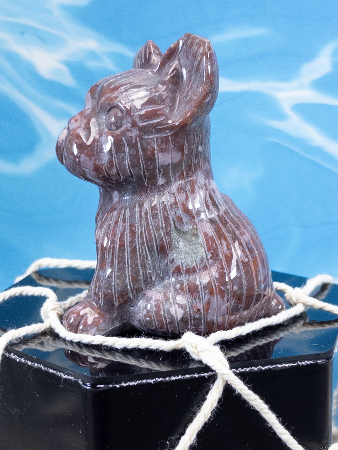 Ocean Jasper French Bulldog Carving