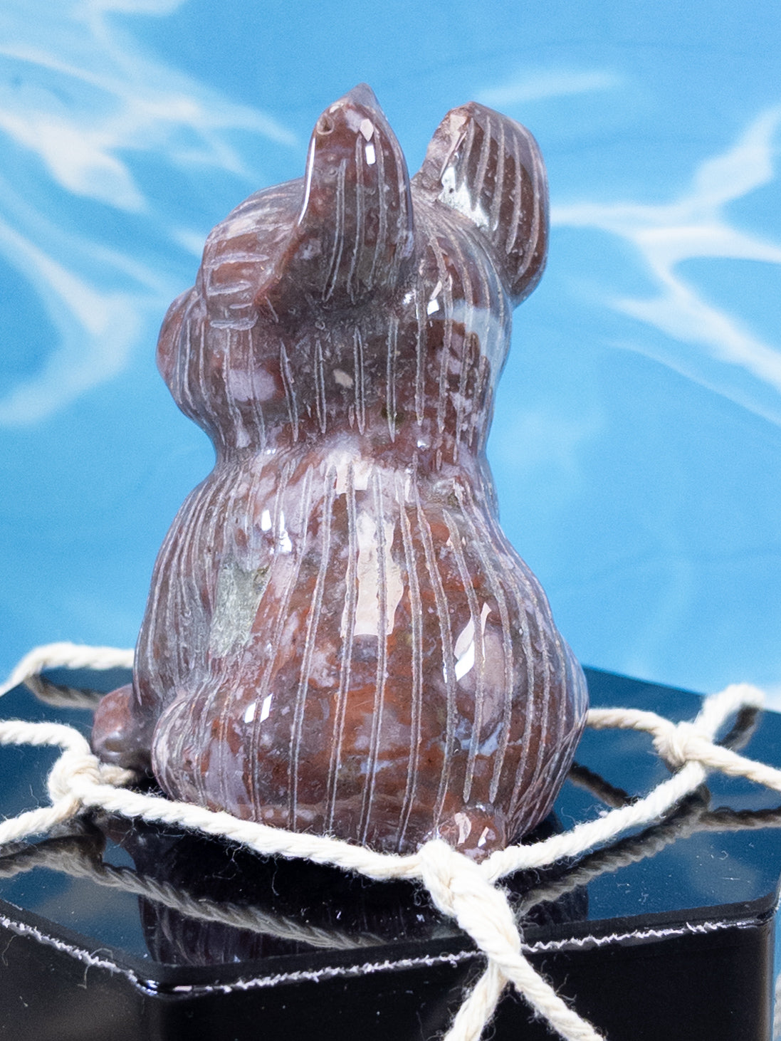 Ocean Jasper French Bulldog Carving