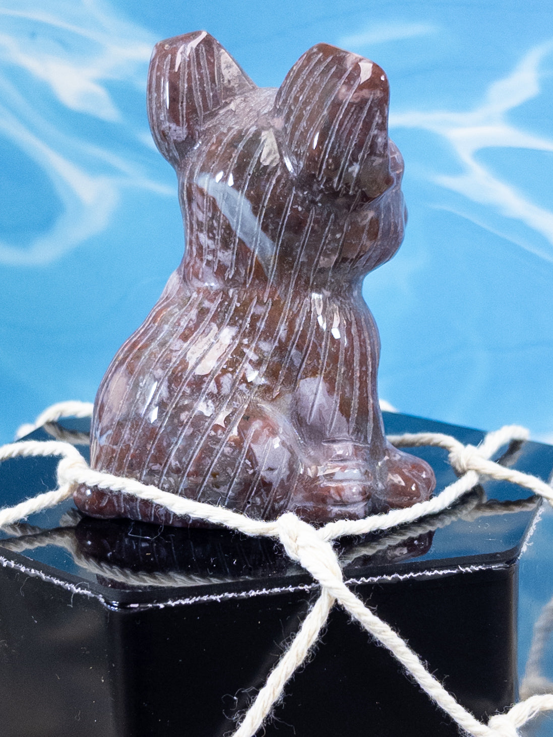 Ocean Jasper French Bulldog Carving