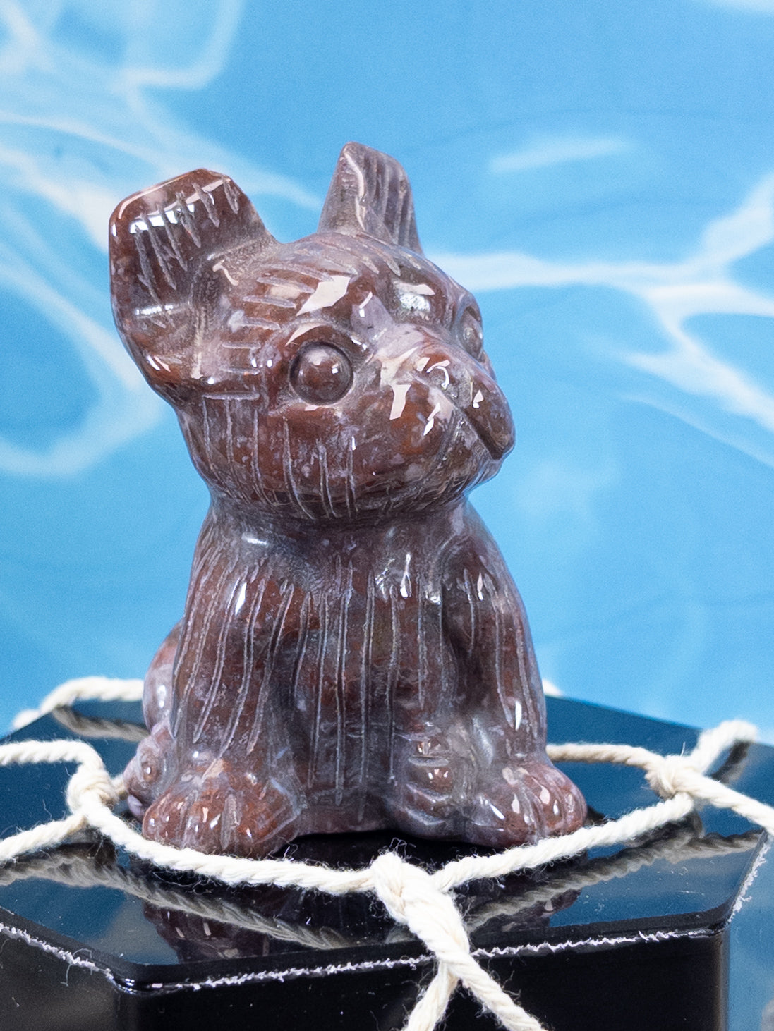 Ocean Jasper French Bulldog Carving