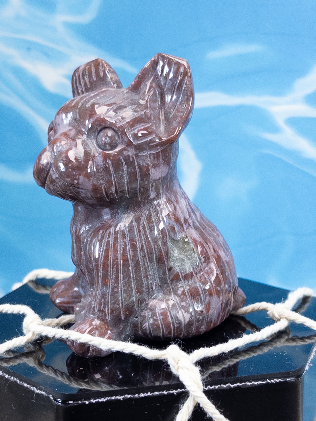 Ocean Jasper French Bulldog Carving