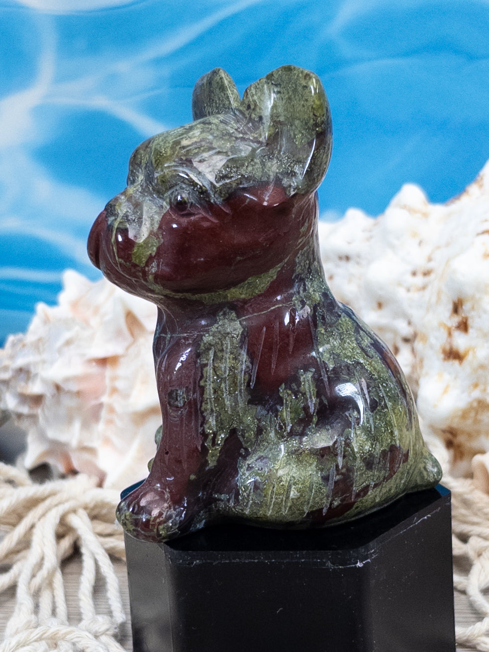 Dragon Bloodstone French Bulldog Carving