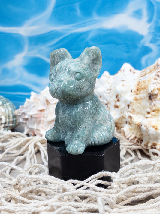 Ammonite French Bulldog Carving