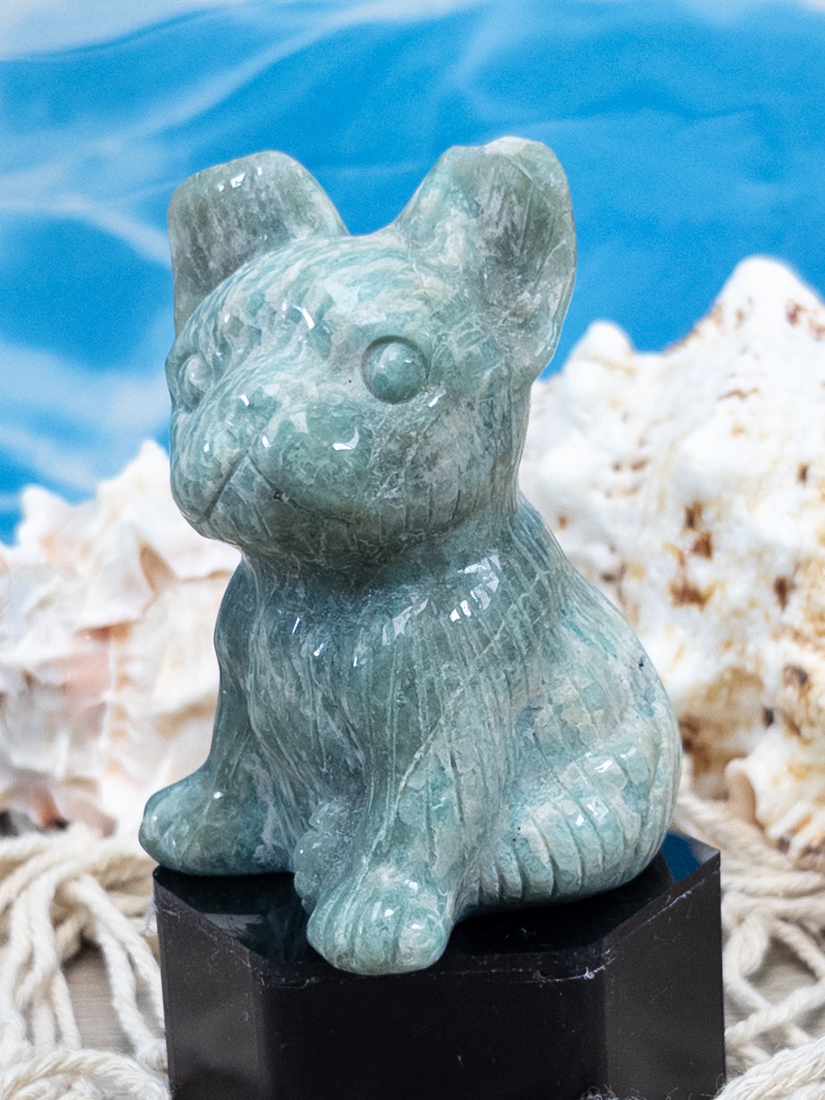 Ammonite French Bulldog Carving