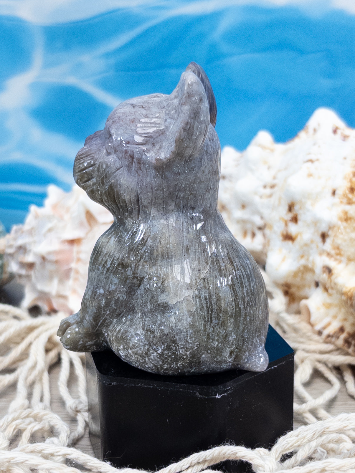 Ocean Jasper French Bulldog Carving
