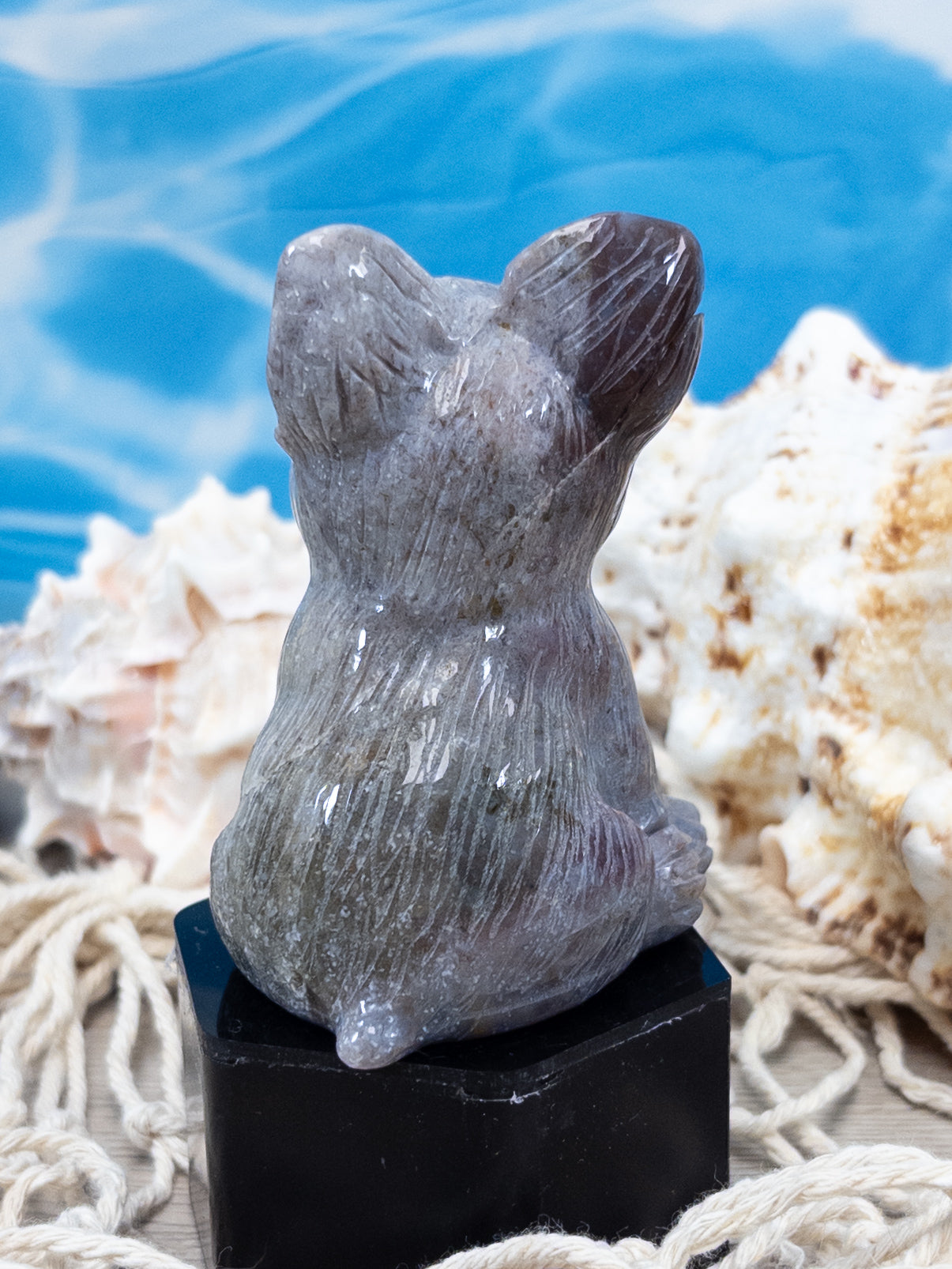 Ocean Jasper French Bulldog Carving
