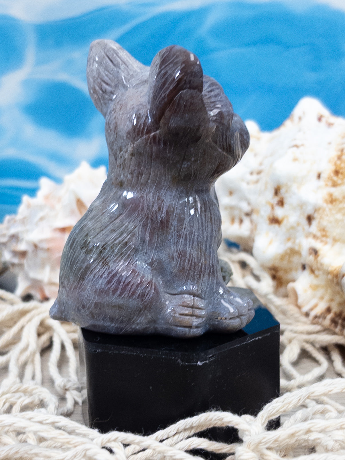 Ocean Jasper French Bulldog Carving