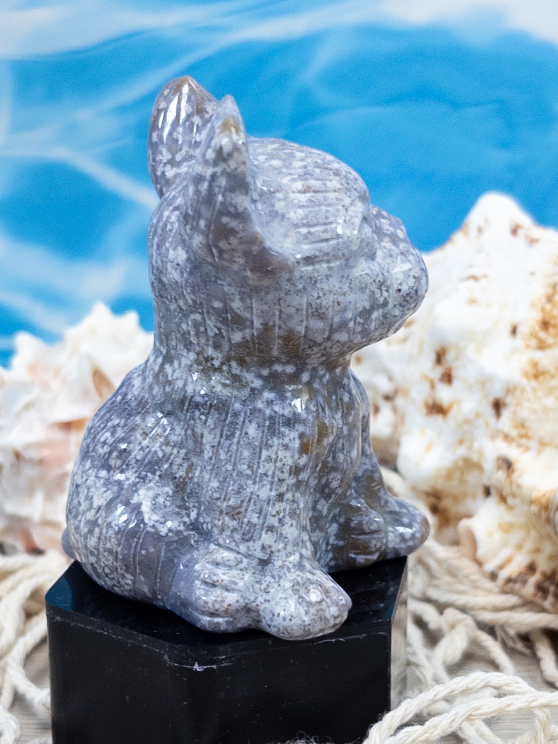 Ocean Jasper French Bulldog Carving